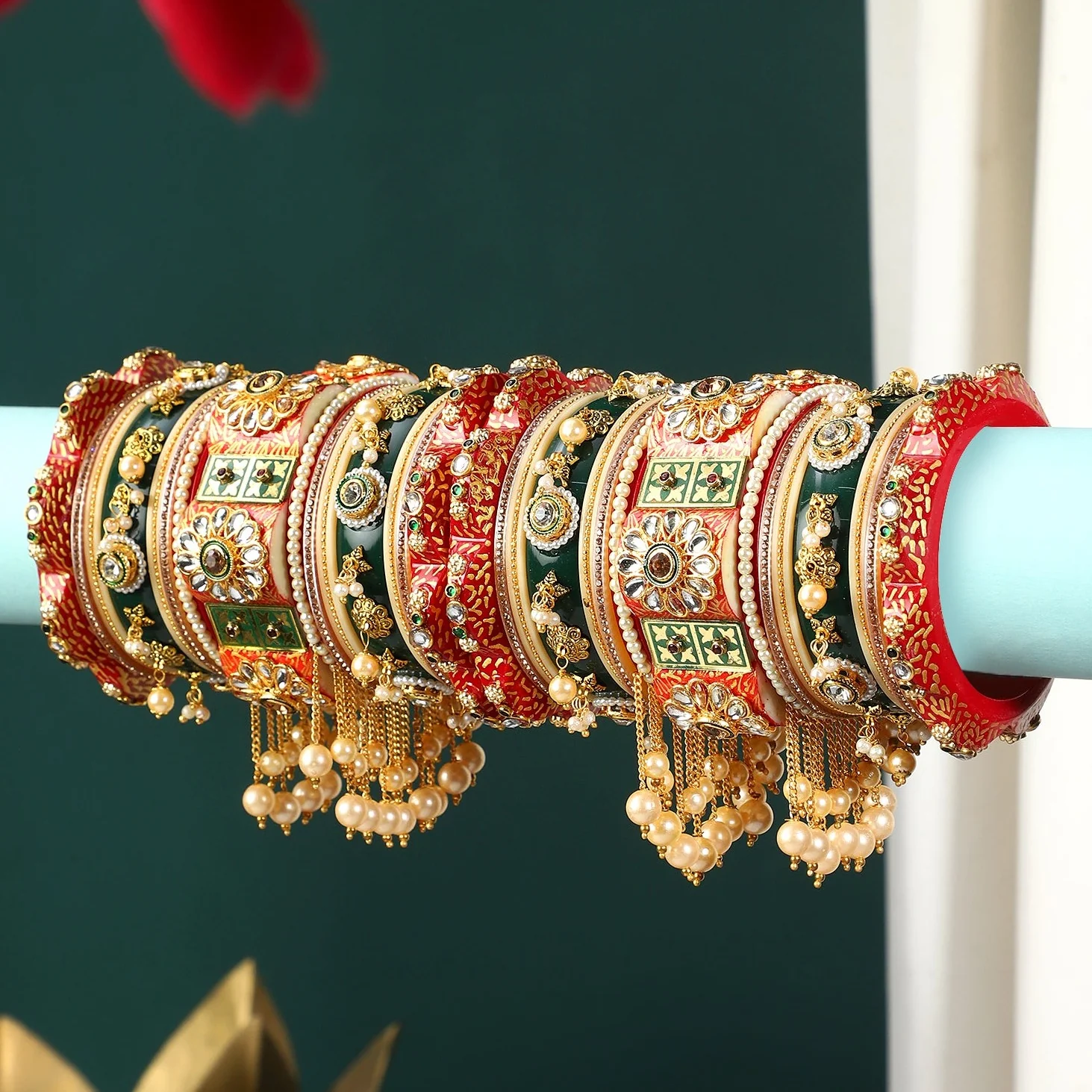 Traditional Rajasthani Bridal Chura by Leshya with Latkan - Image 2