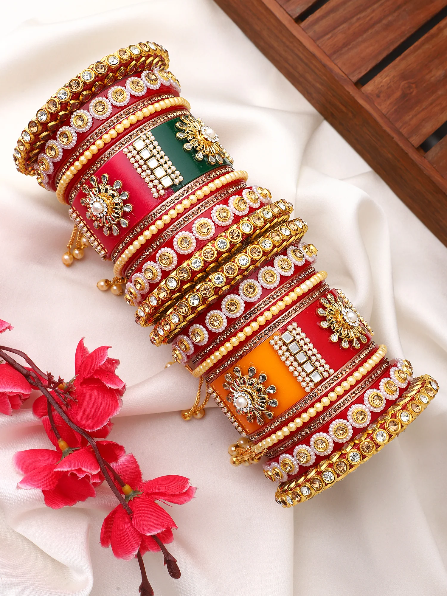 Traditional Rajasthani Bridal Chura by Leshya with Latkan - Image 2