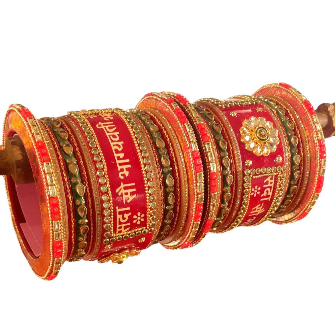 Traditional Rajasthani Bridal Chura in Gold Bead Work by Leshya - Image 3