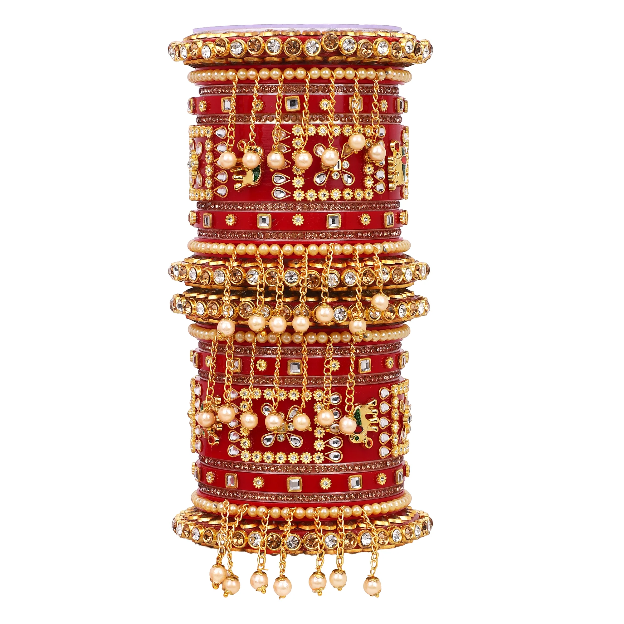 Traditional Rajasthani Bridal Chura with Small Jhumki by Leshya - Image 2