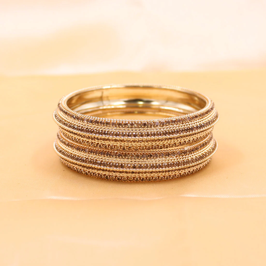 Traditional Rose Gold Stone Studded with pearl Jhumki by Leshya - Image 2
