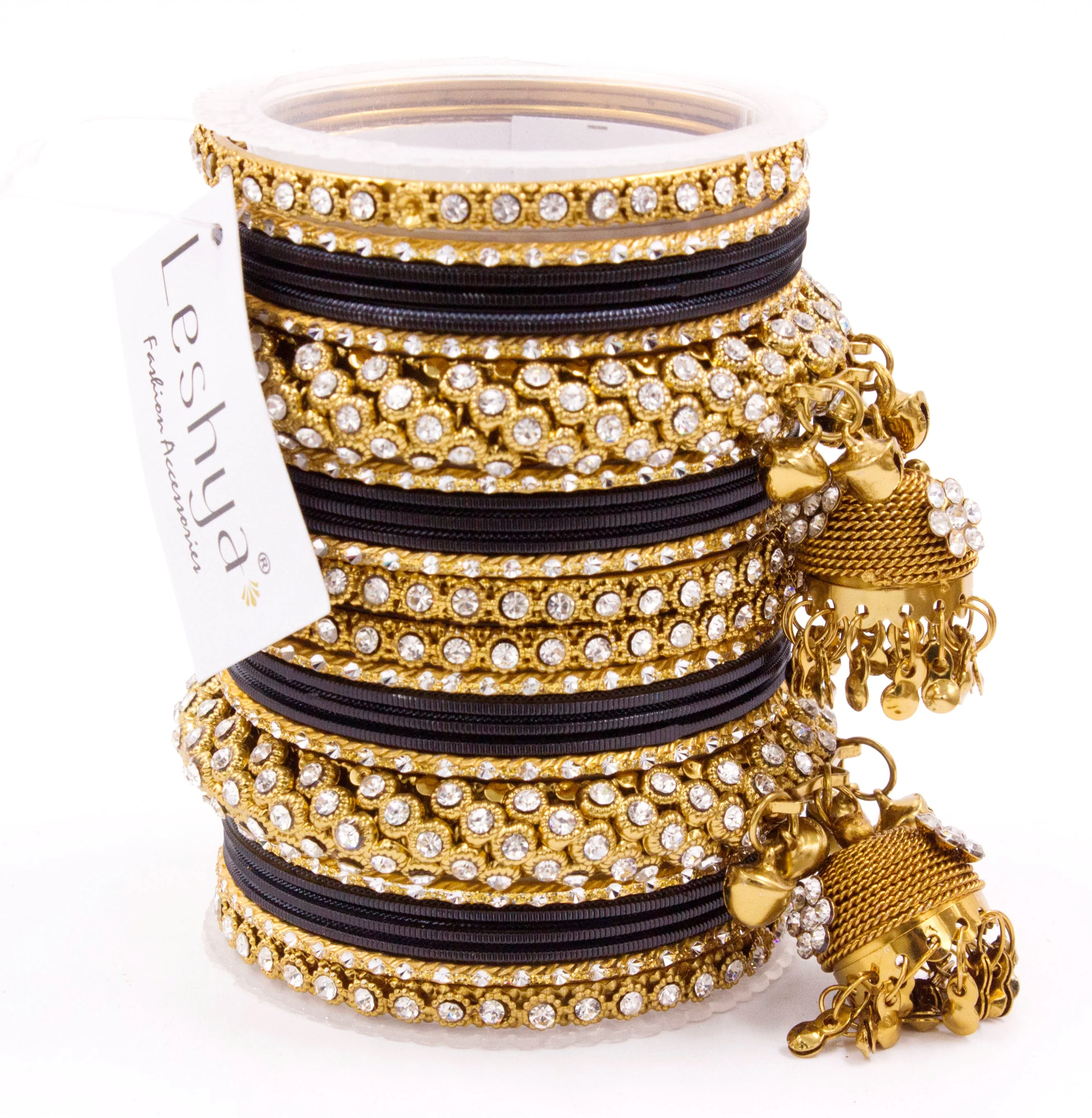 Traditional Shining Jhumki Bangle Set For Two Hands - Image 13