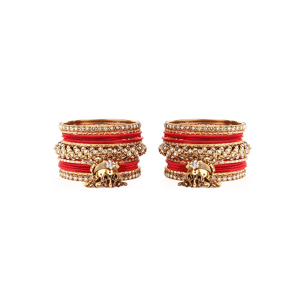 Traditional Shining Jhumki Bangle Set For Two Hands - Image 5