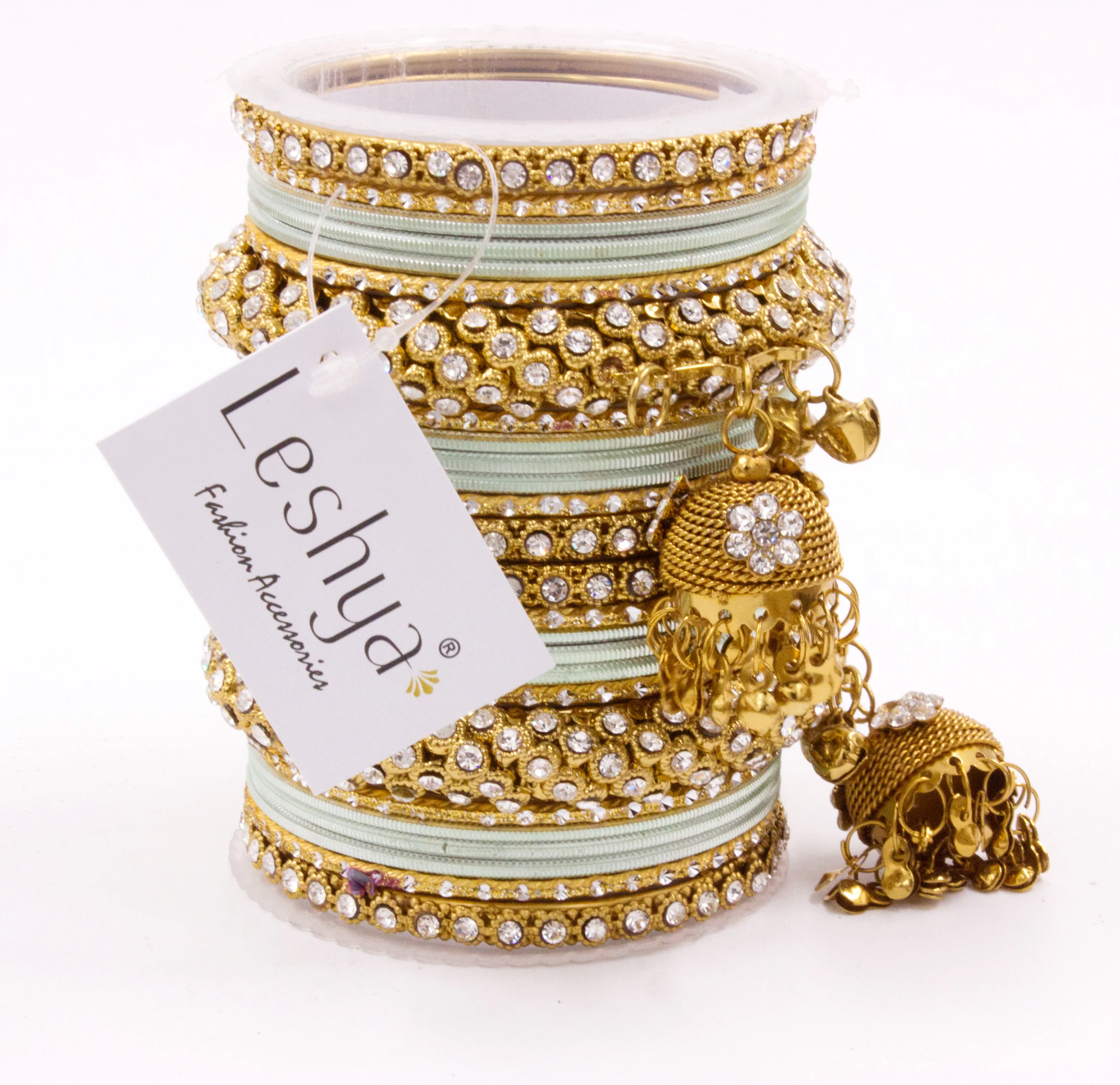 Traditional Shining Jhumki Bangle Set For Two Hands - Image 21