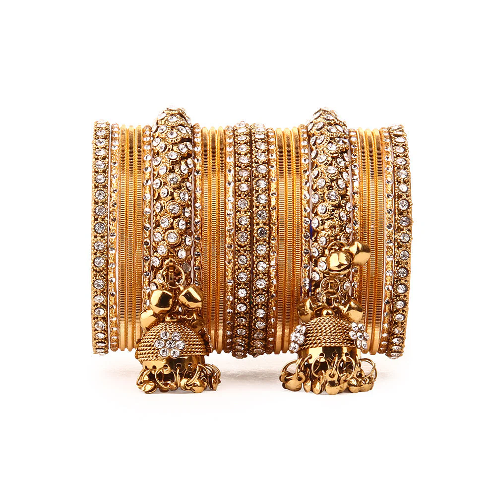 Traditional Shining Jhumki Bangle Set For Two Hands - Image 11