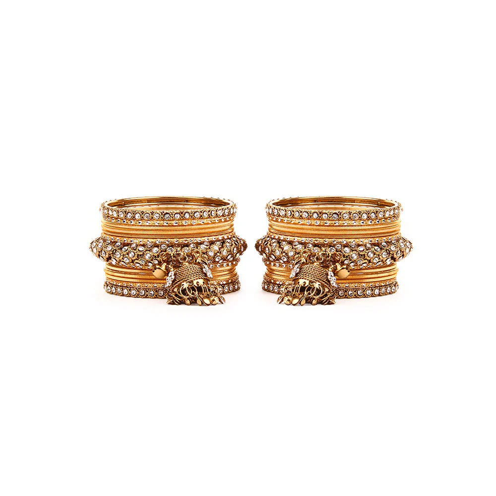 Traditional Shining Jhumki Bangle Set For Two Hands - Image 12