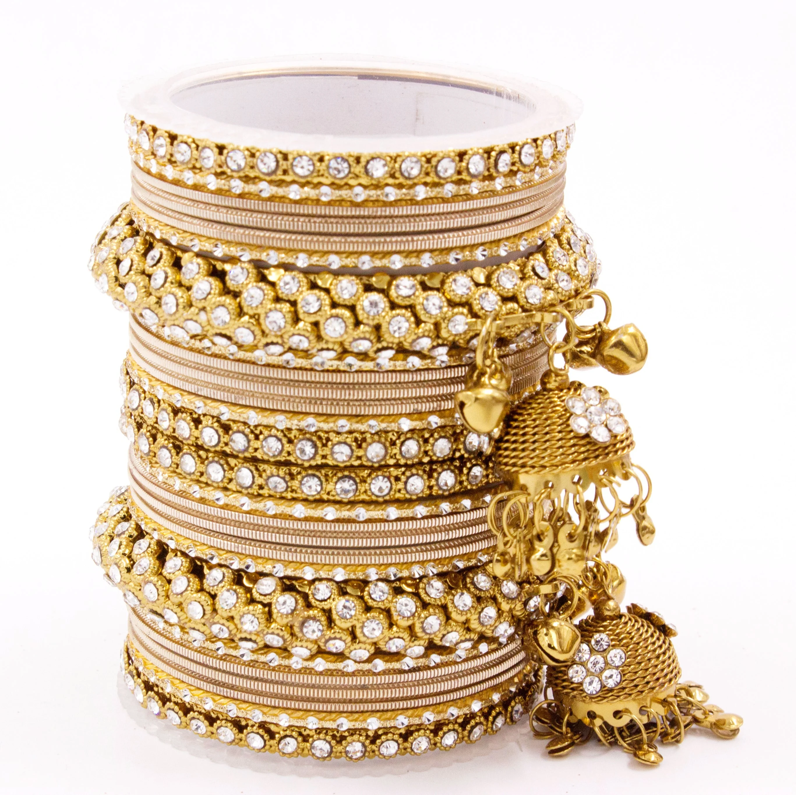 Traditional Shining Jhumki Bangle Set For Two Hands - Image 13
