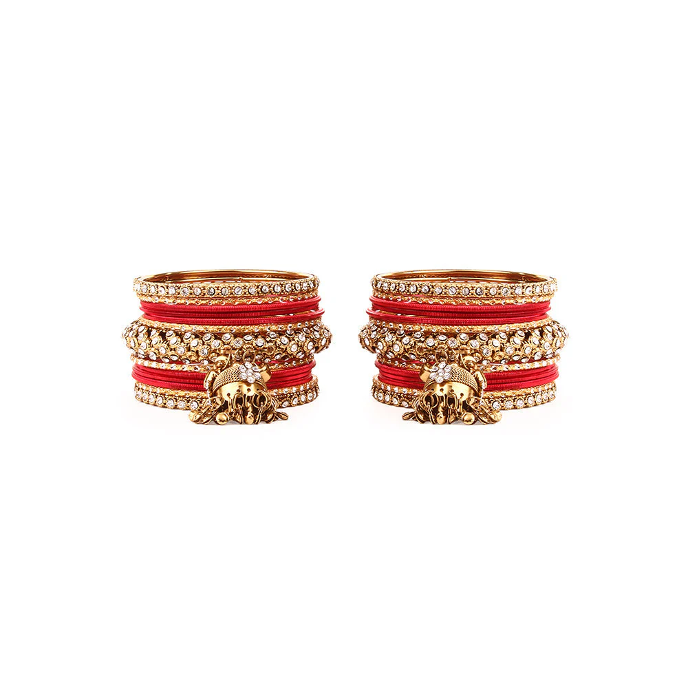 Traditional Shining Jhumki Bangle Set For Two Hands - Image 6