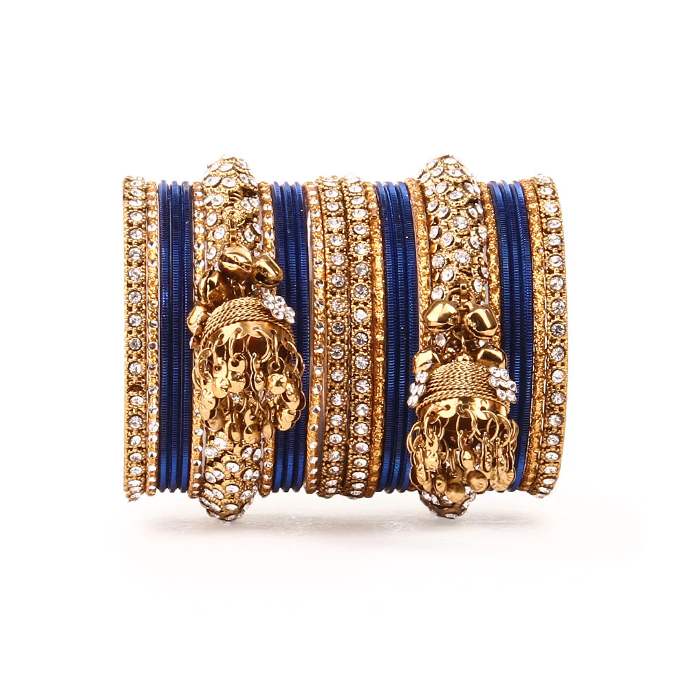 Traditional Shining Jhumki Bangle Set For Two Hands - Image 7