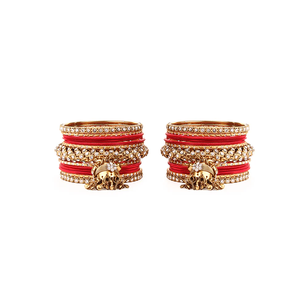 Traditional Shining Jhumki Bangle Set For Two Hands - Image 3