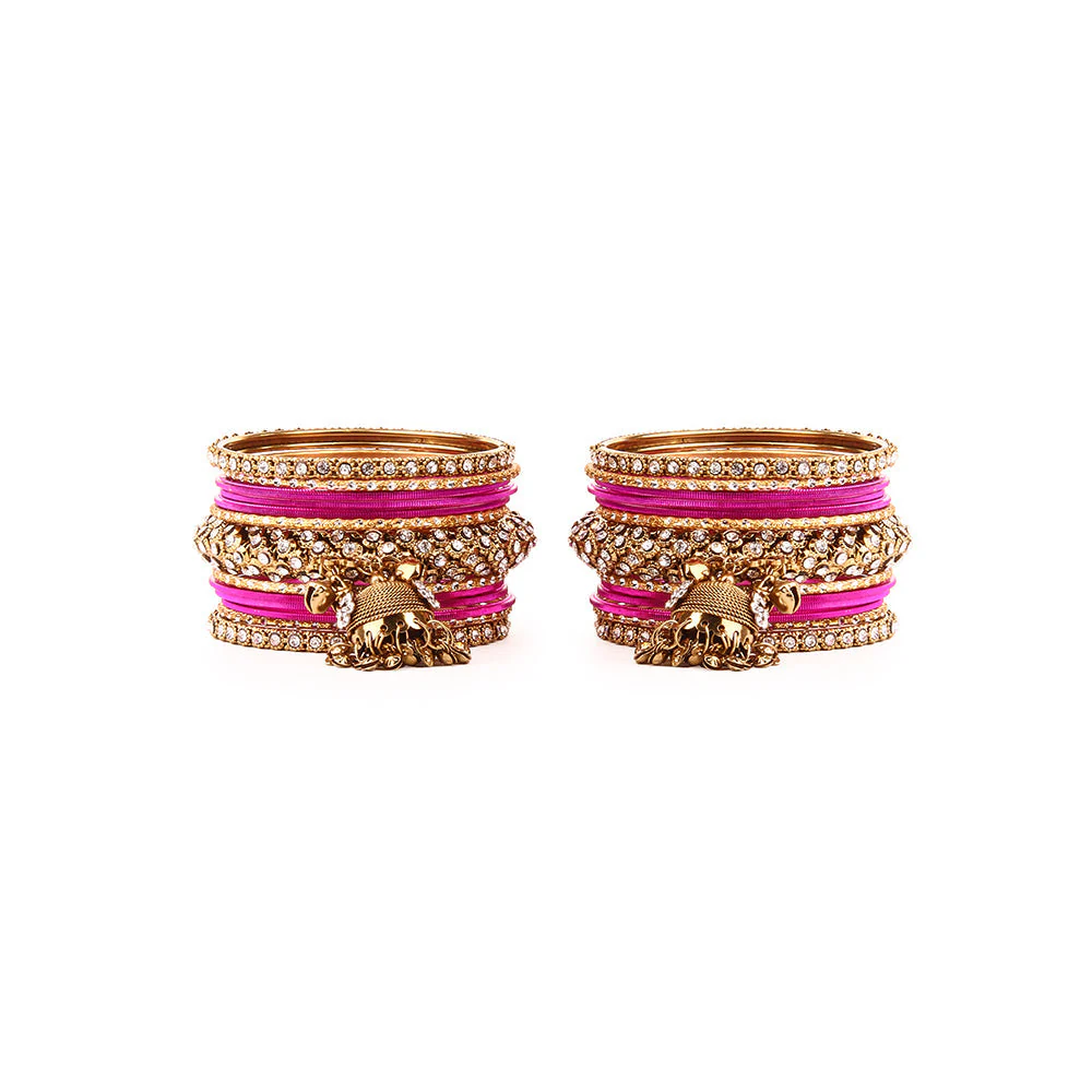 Traditional Shining Jhumki Bangle Set For Two Hands - Image 10