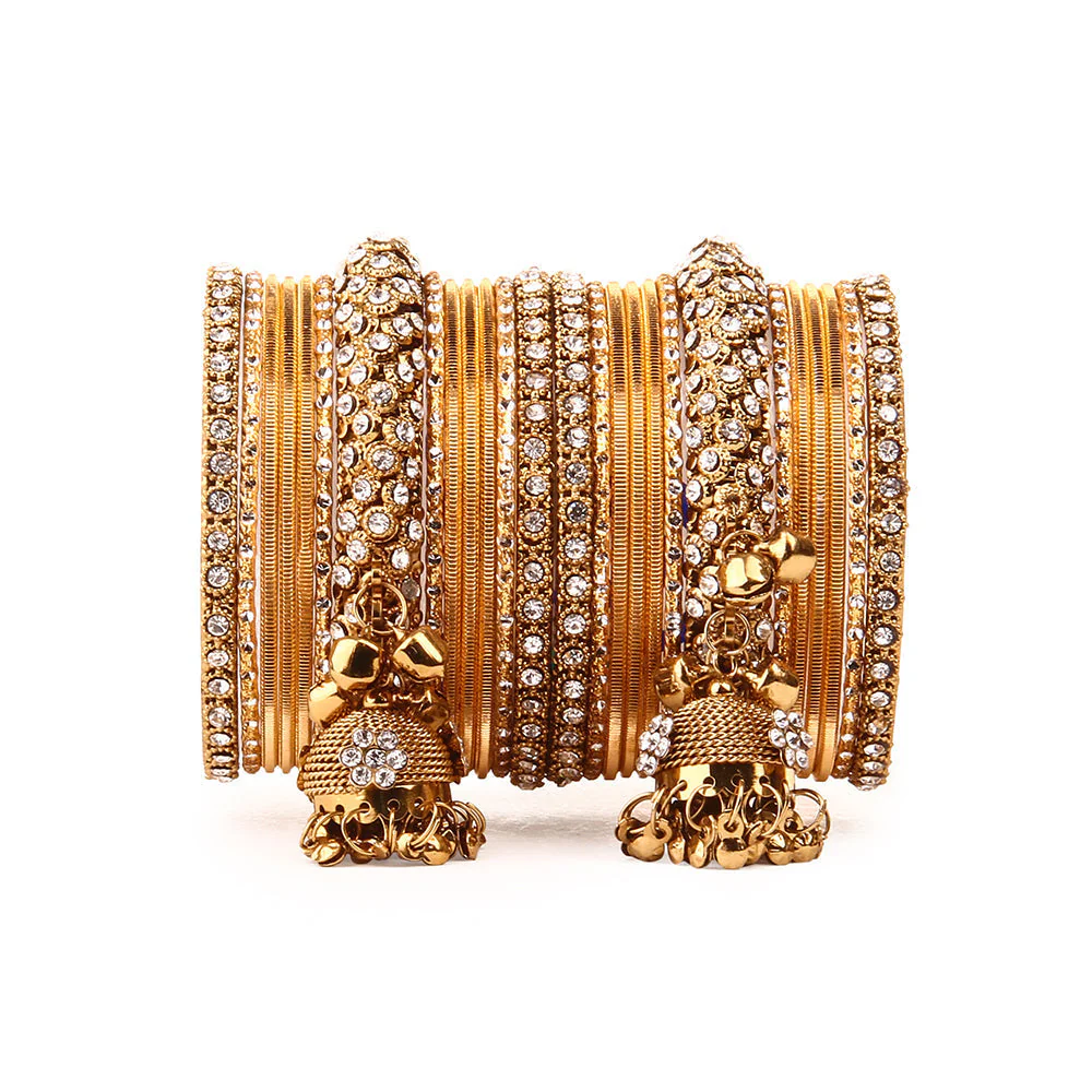 Traditional Shining Jhumki Bangle Set For Two Hands - Image 11