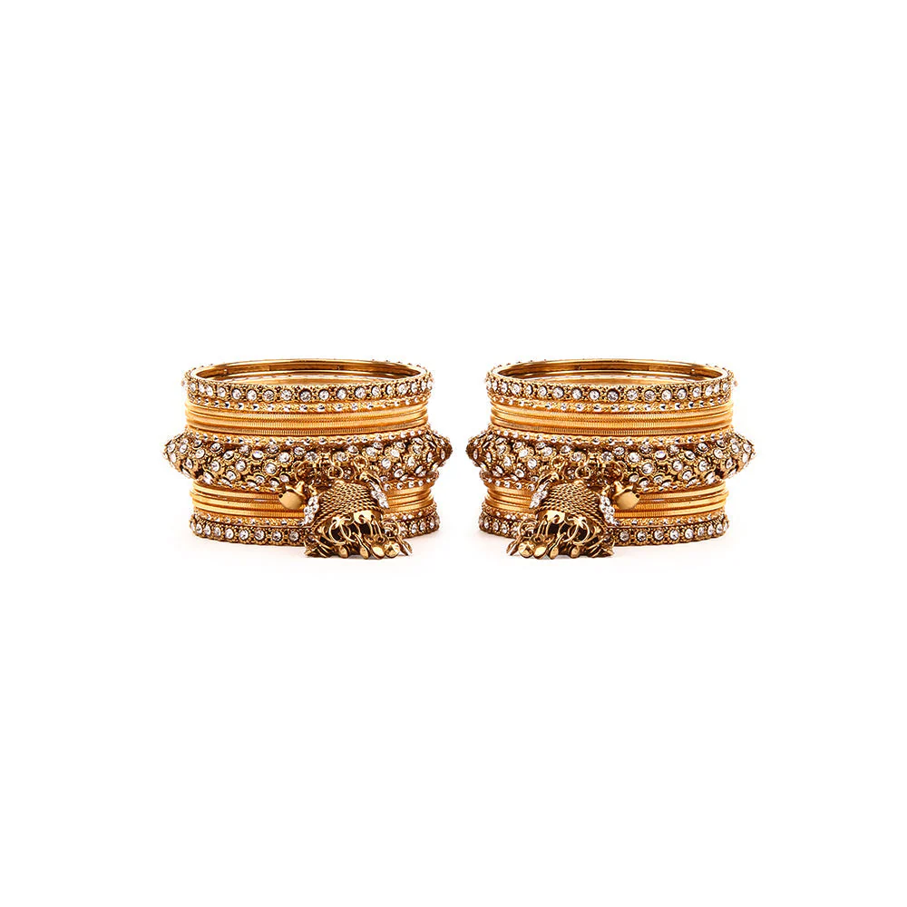 Traditional Shining Jhumki Bangle Set For Two Hands - Image 12
