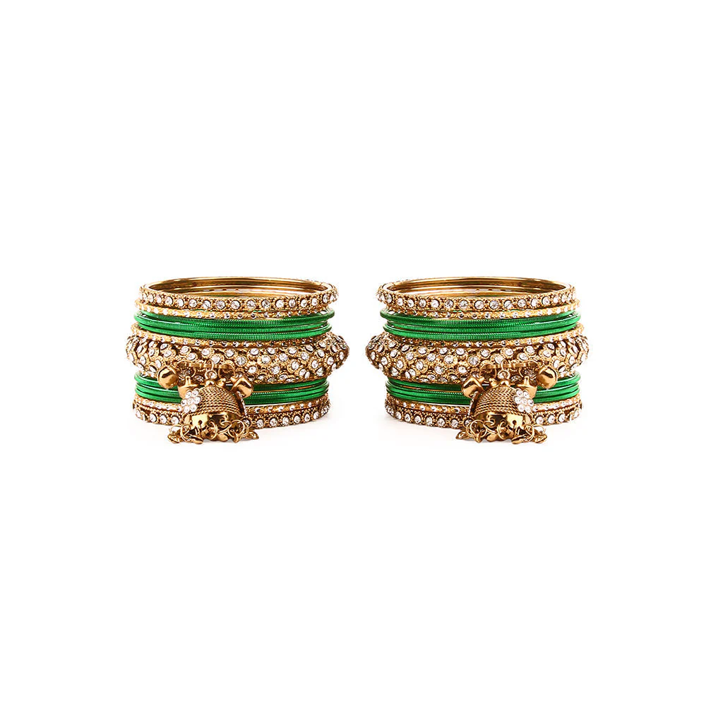 Traditional Shining Jhumki Bangle Set For Two Hands - Image 5