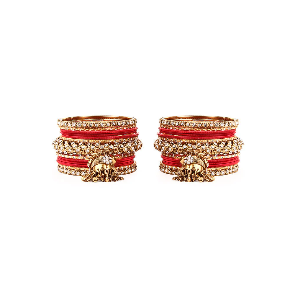 Traditional Shining Jhumki Bangle Set For Two Hands - Image 8