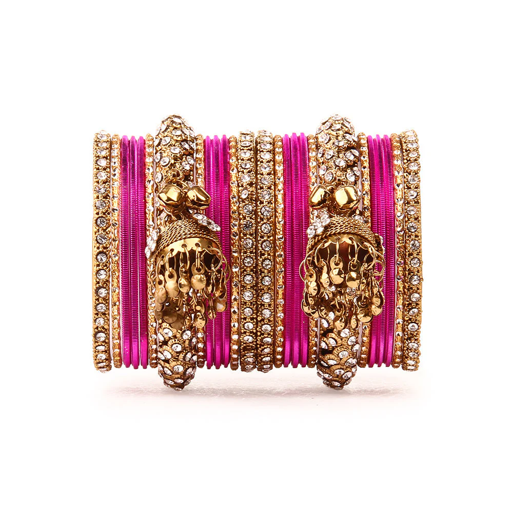 Traditional Shining Jhumki Bangle Set For Two Hands - Image 9