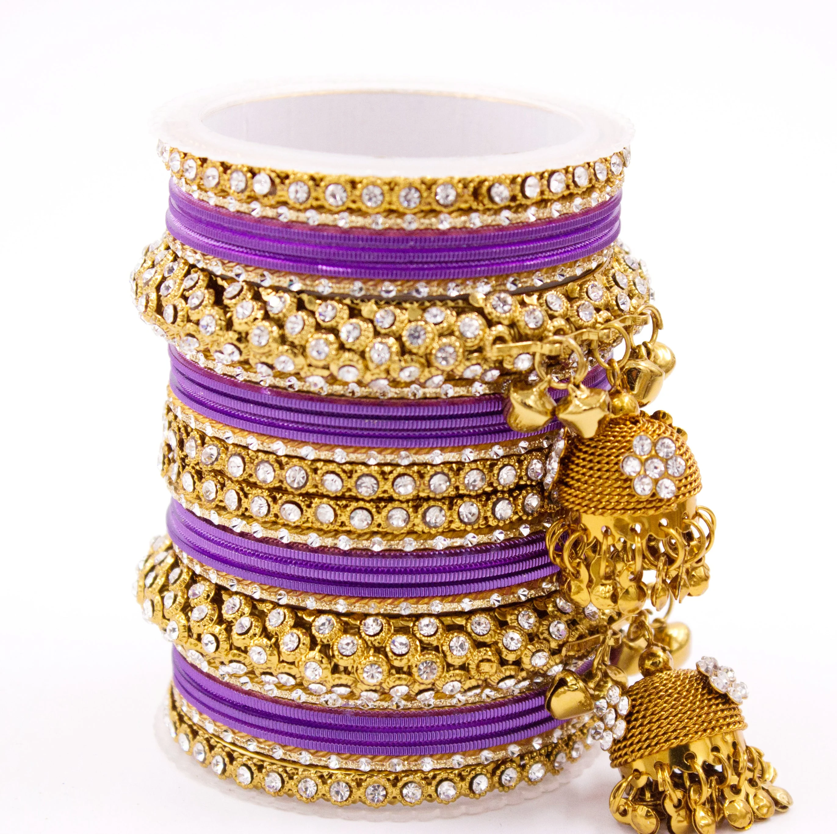 Traditional Shining Jhumki Bangle Set For Two Hands - Image 20