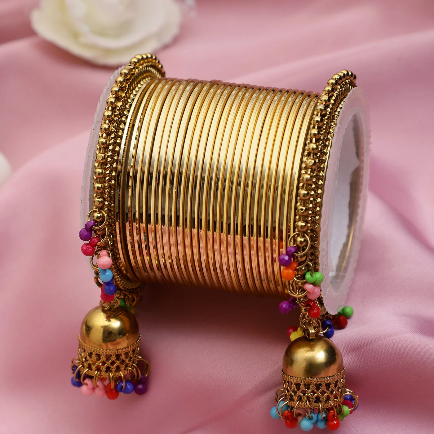 Traditional Shining Silver Jhumki Set - Image 3