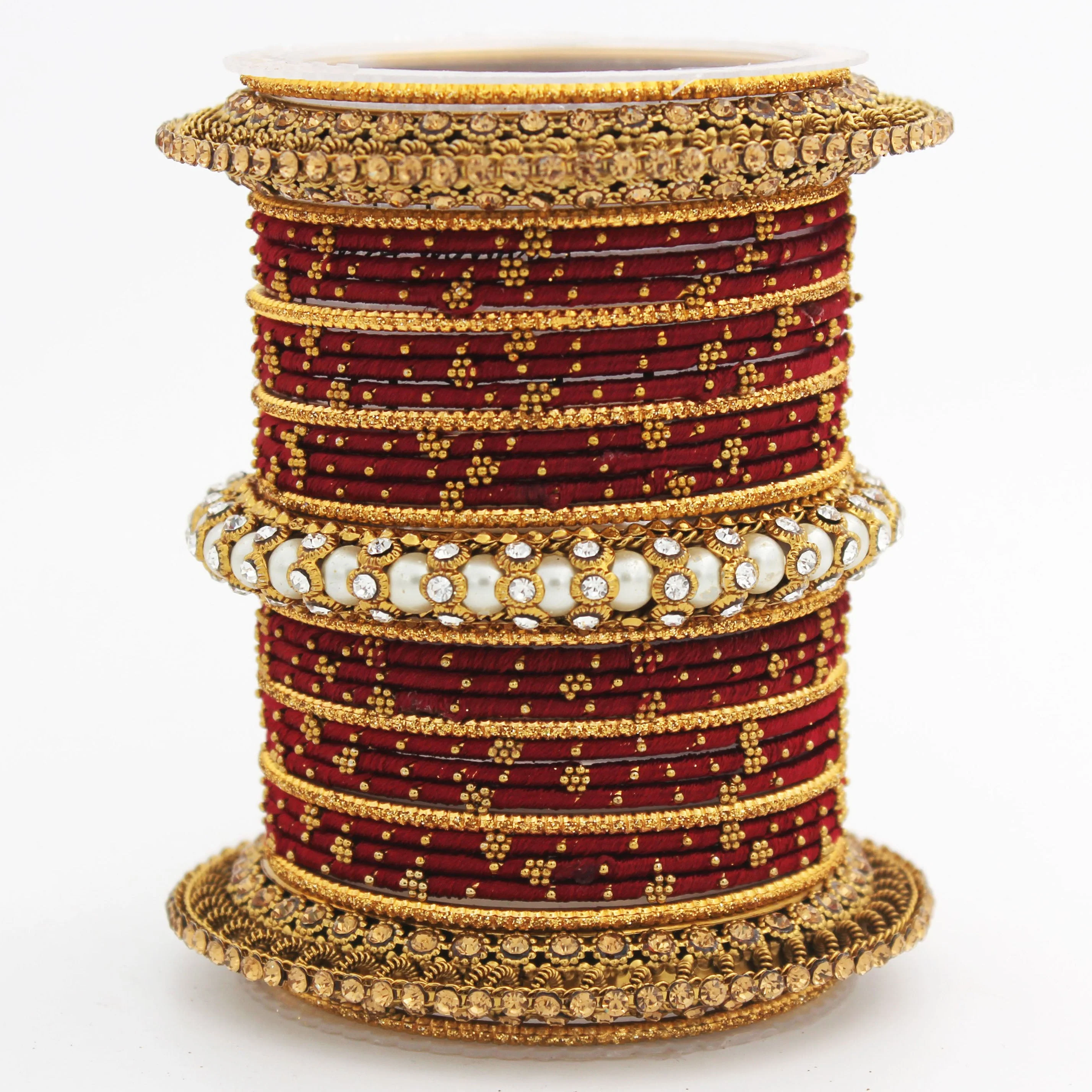 Traditional Thread bangle set with Pearl centre kada by Leshya - Image 14
