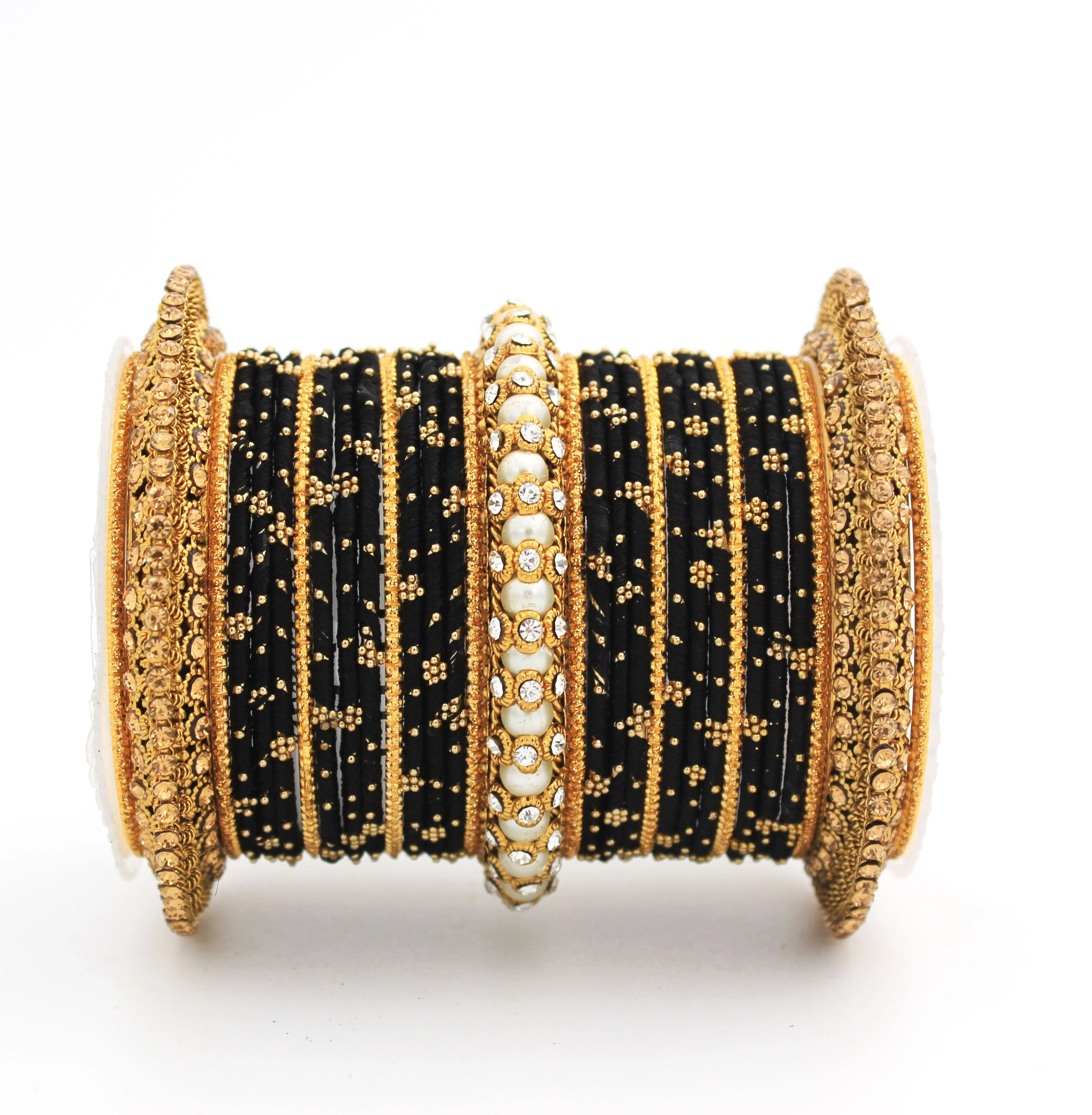 Traditional Thread bangle set with Pearl centre kada by Leshya - Image 2