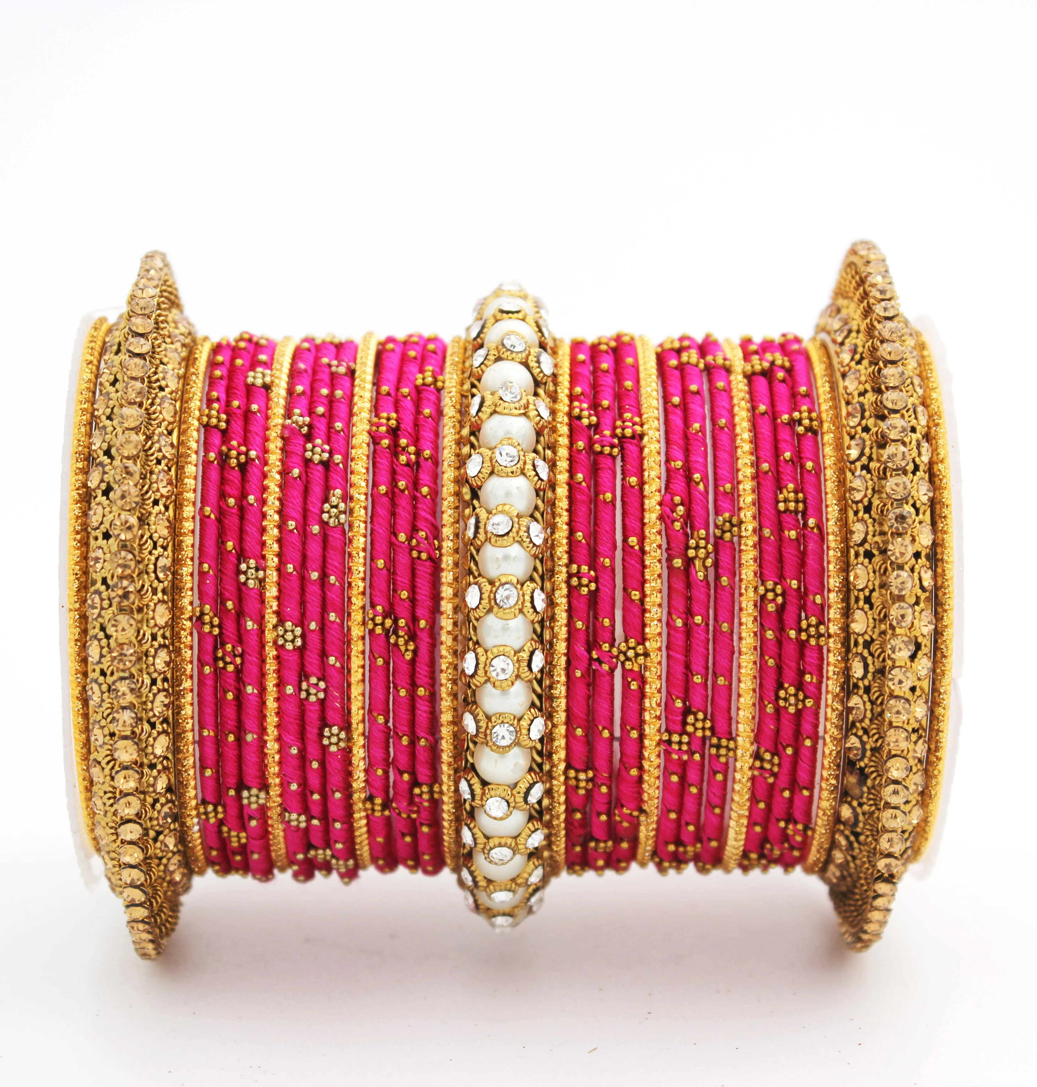 Traditional Thread bangle set with Pearl centre kada by Leshya - Image 24