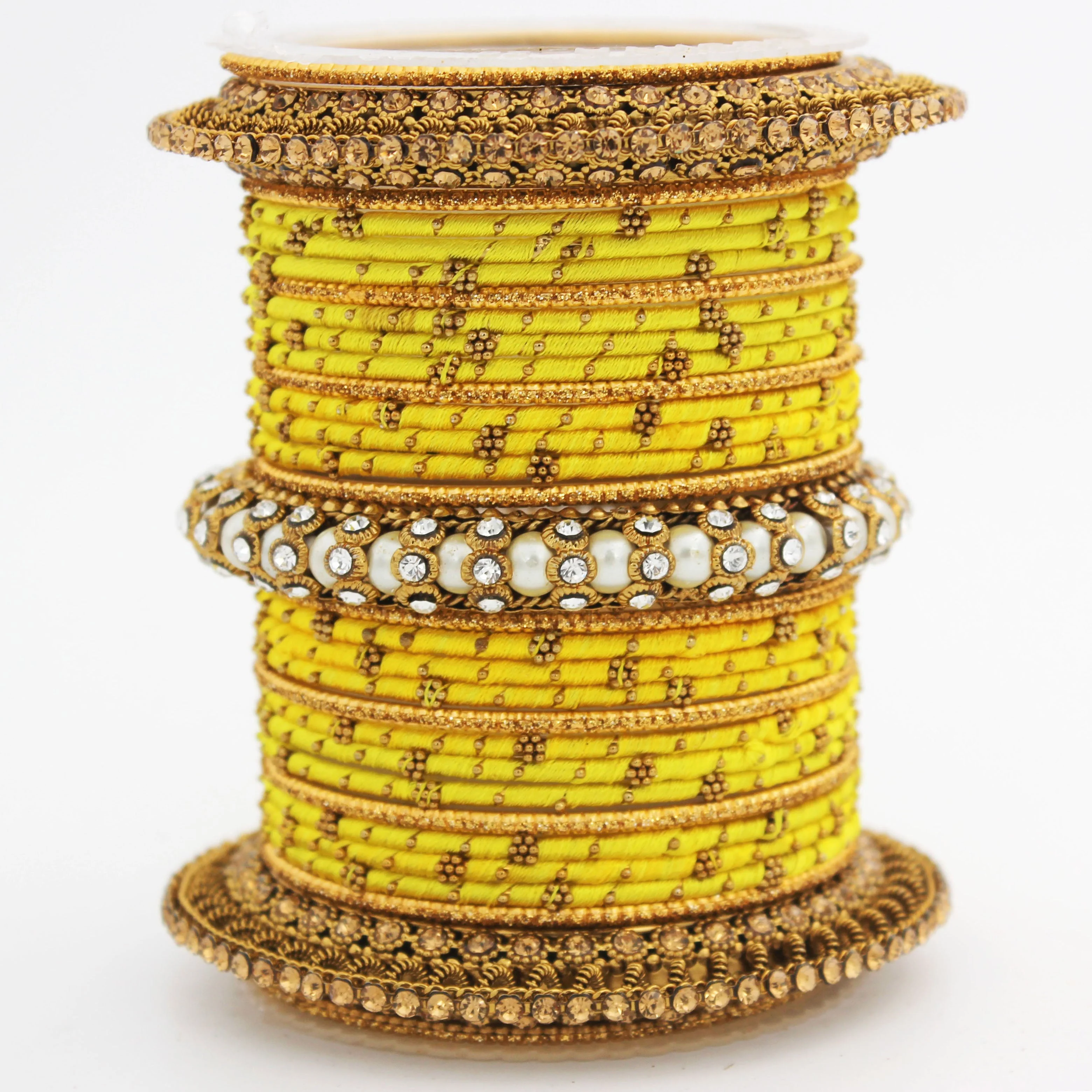 Traditional Thread bangle set with Pearl centre kada by Leshya - Image 33