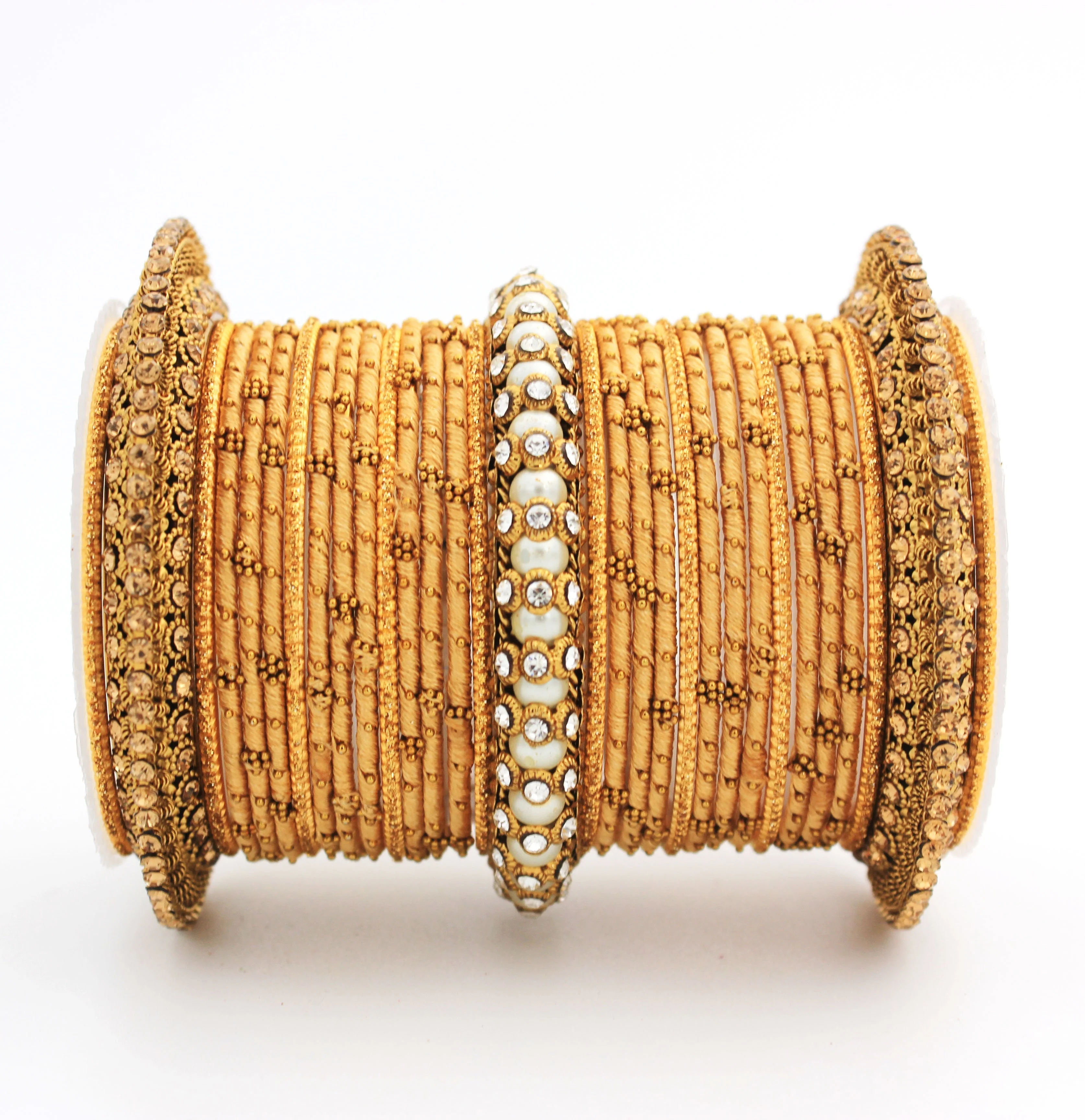 Traditional Thread bangle set with Pearl centre kada by Leshya - Image 13