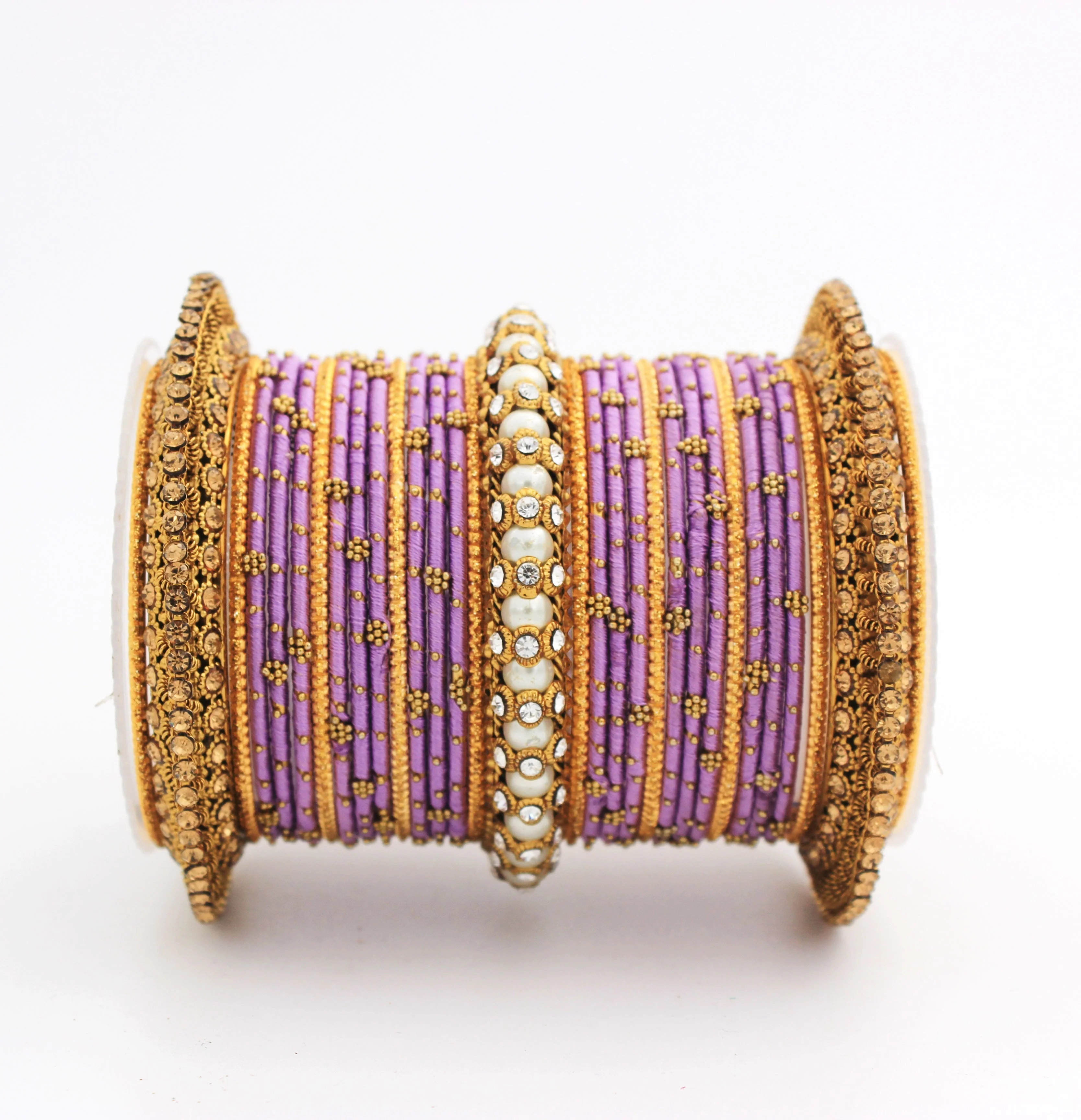 Traditional Thread bangle set with Pearl centre kada by Leshya - Image 22