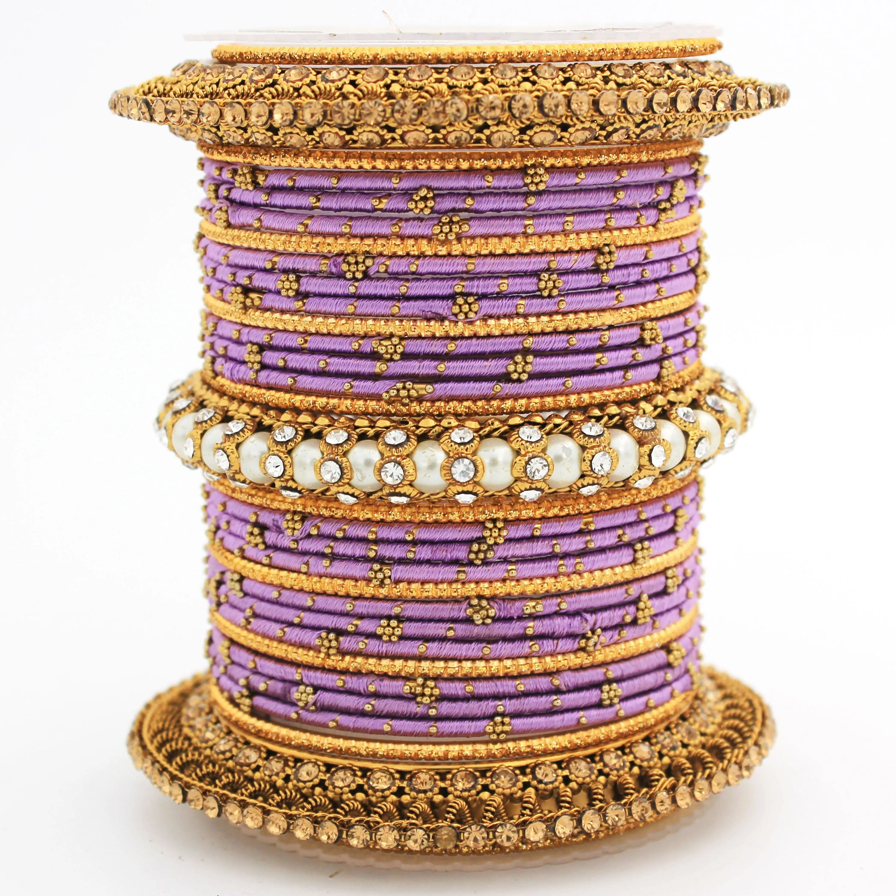 Traditional Thread bangle set with Pearl centre kada by Leshya - Image 23