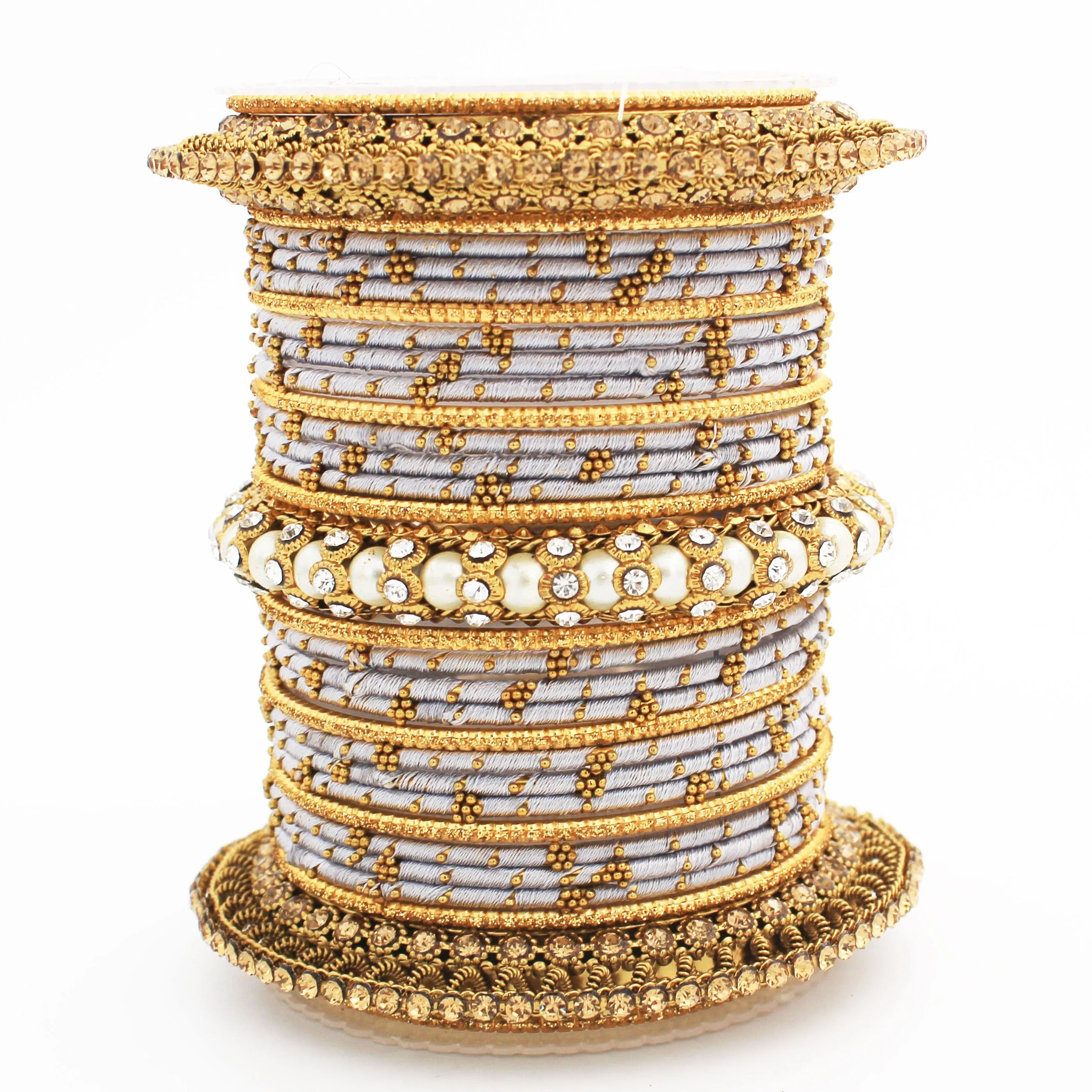 Traditional Thread bangle set with Pearl centre kada by Leshya - Image 27