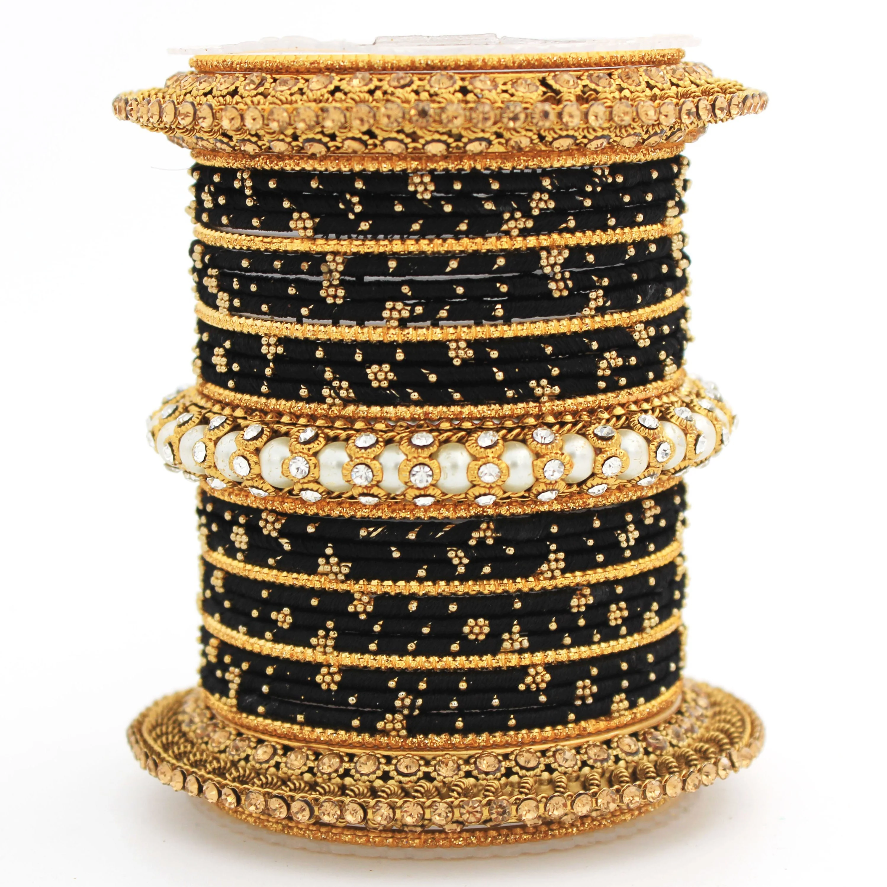 Traditional Thread bangle set with Pearl centre kada by Leshya - Image 3