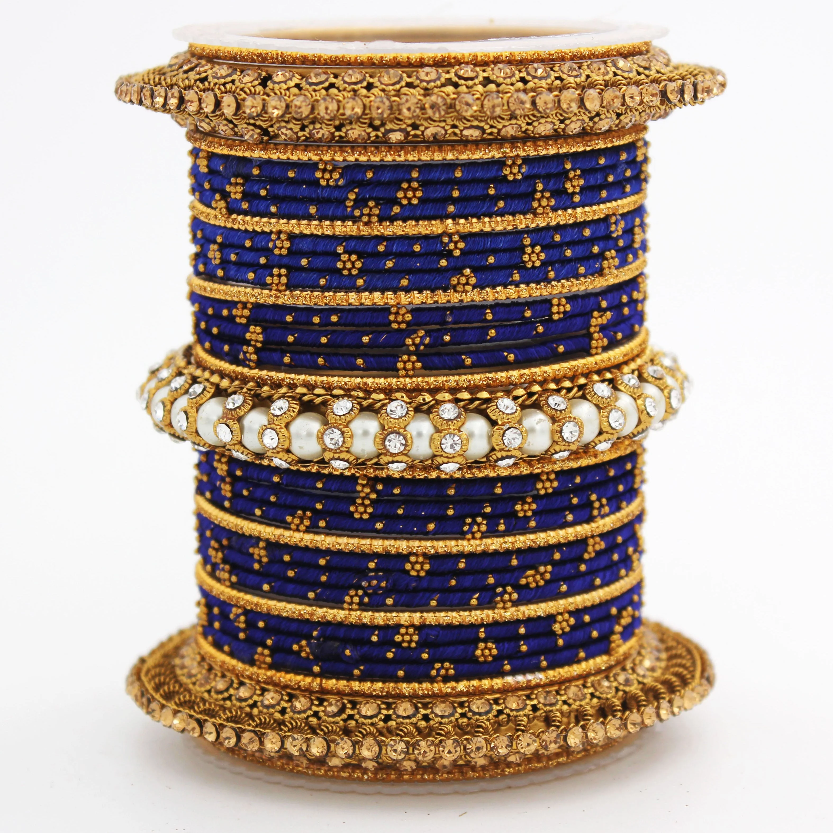 Traditional Thread bangle set with Pearl centre kada by Leshya - Image 30