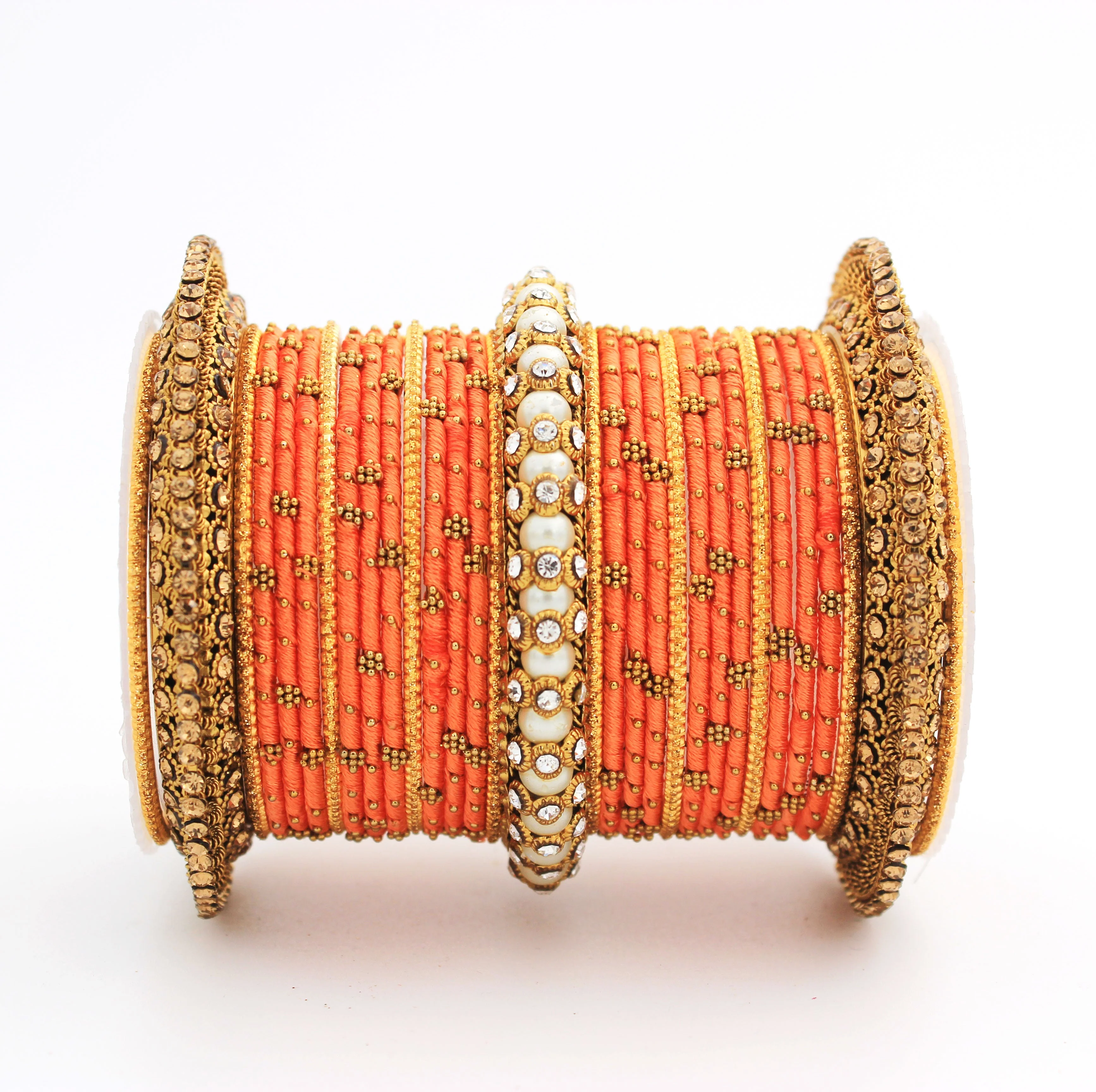 Traditional Thread bangle set with Pearl centre kada by Leshya - Image 22