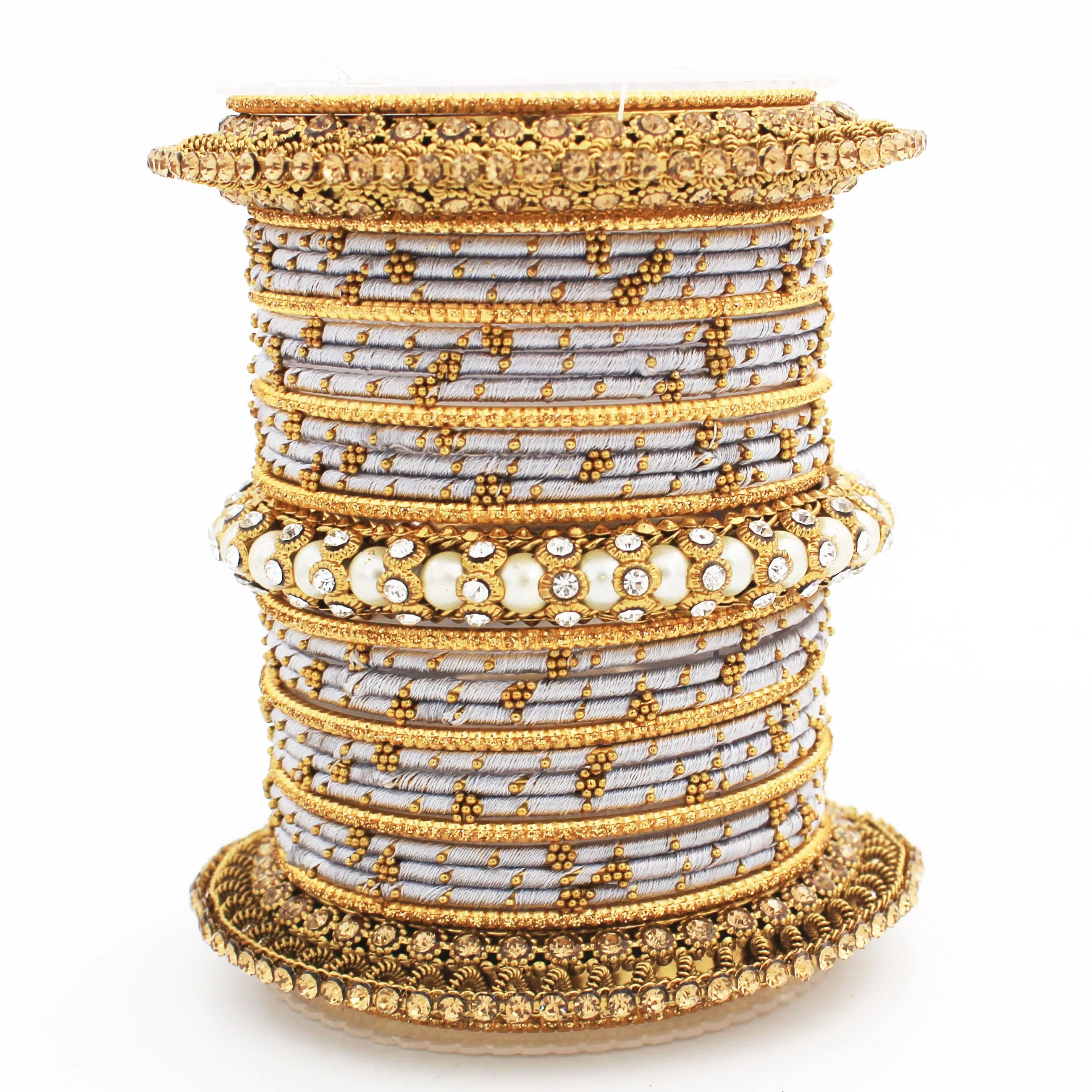 Traditional Thread bangle set with Pearl centre kada by Leshya - Image 27