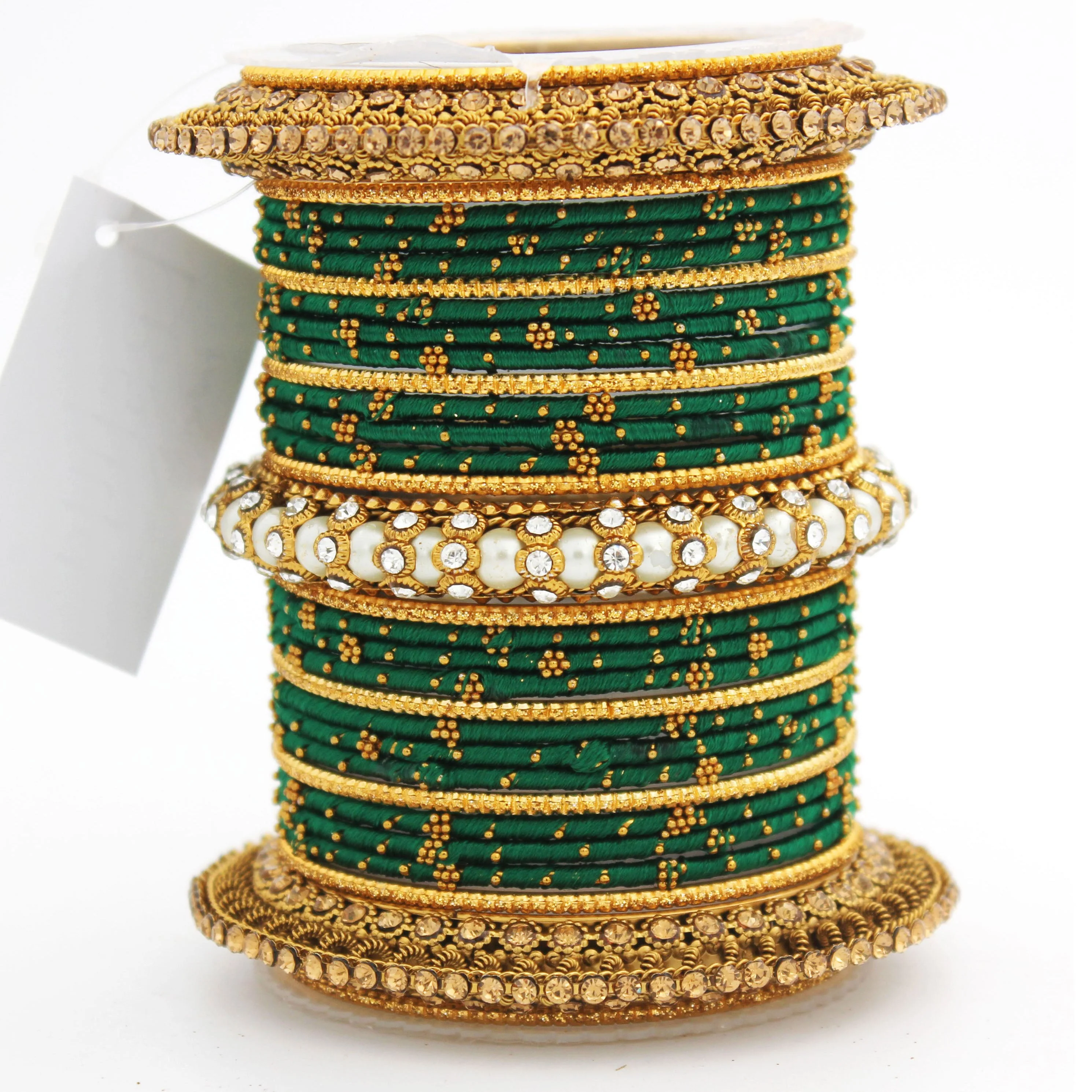 Traditional Thread bangle set with Pearl centre kada by Leshya - Image 14
