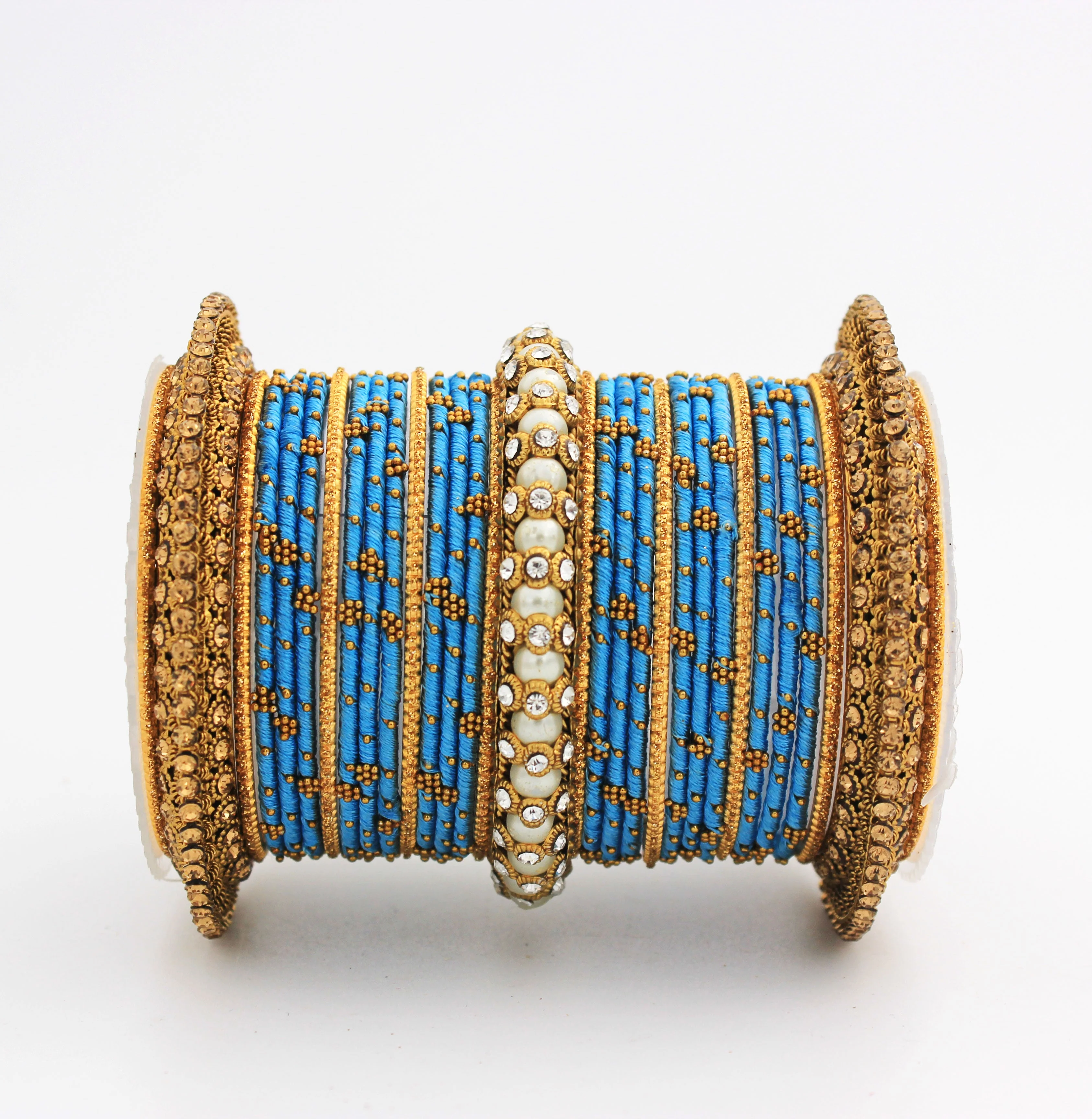 Traditional Thread bangle set with Pearl centre kada by Leshya - Image 11