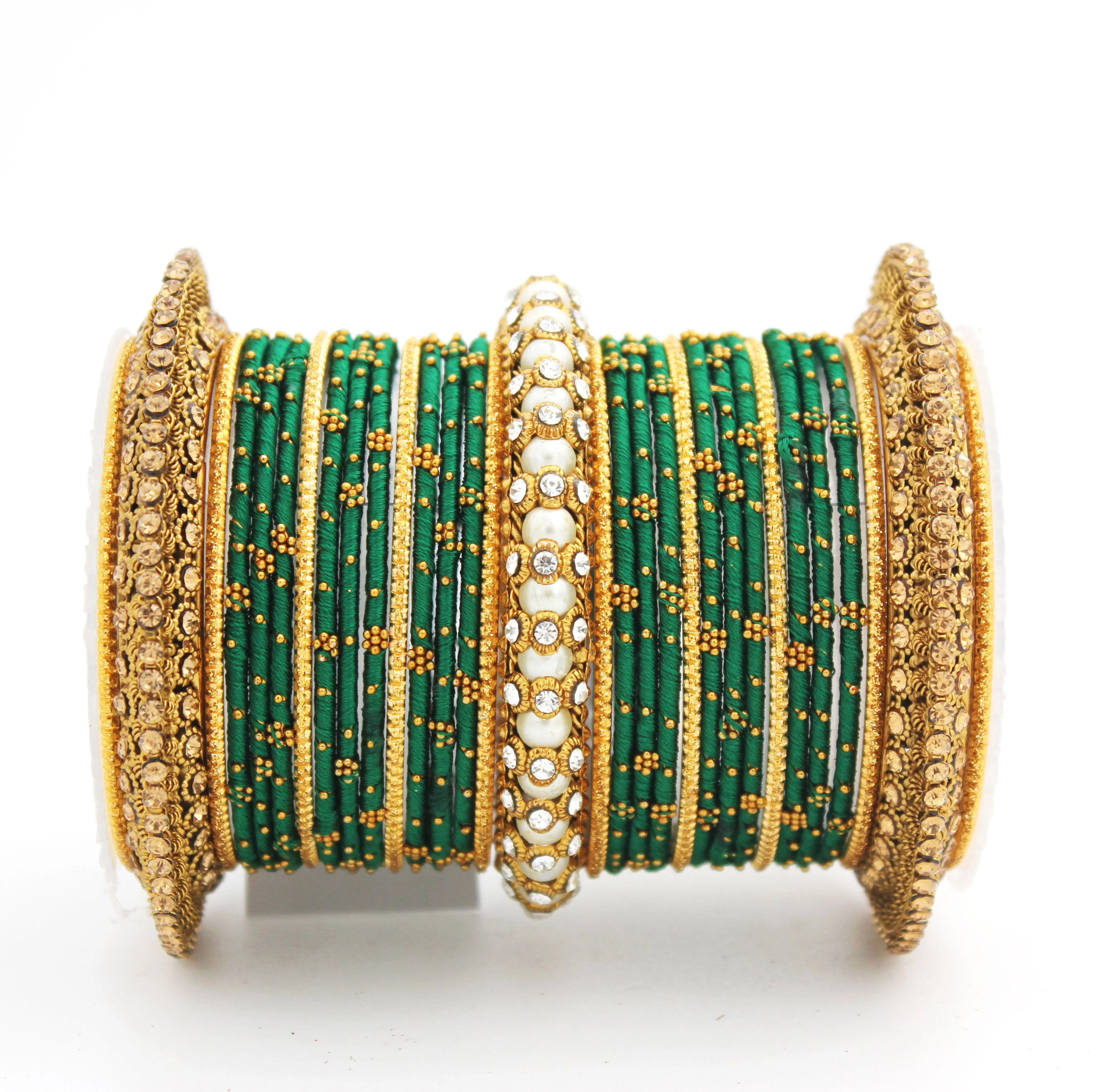 Traditional Thread bangle set with Pearl centre kada by Leshya - Image 15