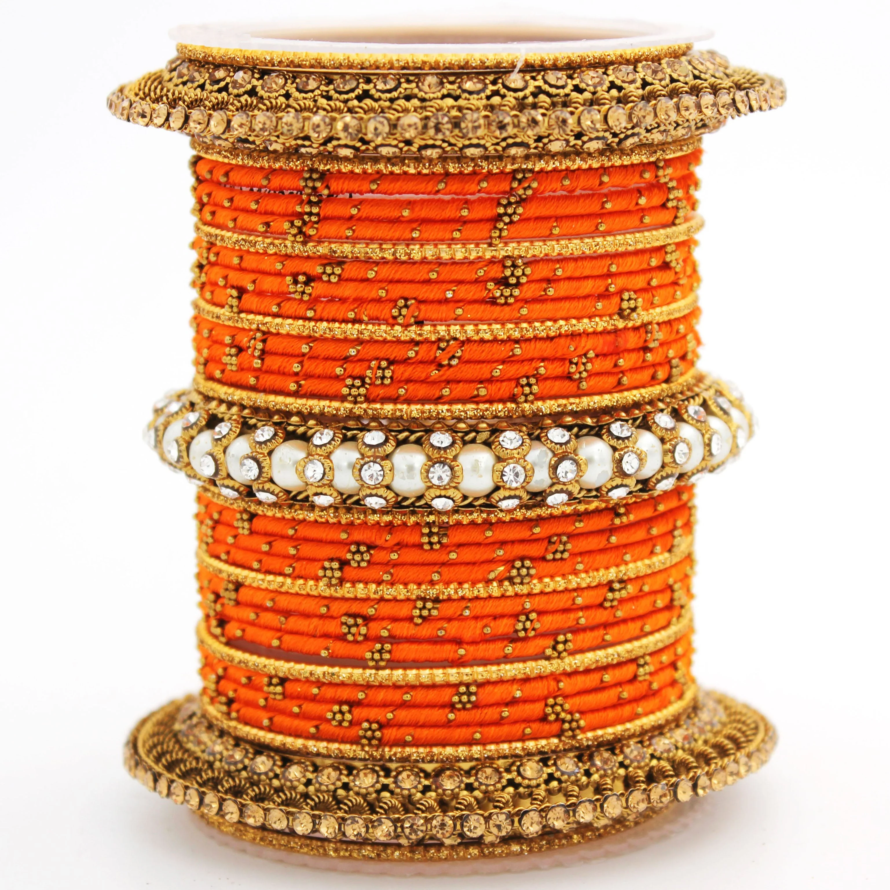 Traditional Thread bangle set with Pearl centre kada by Leshya - Image 17