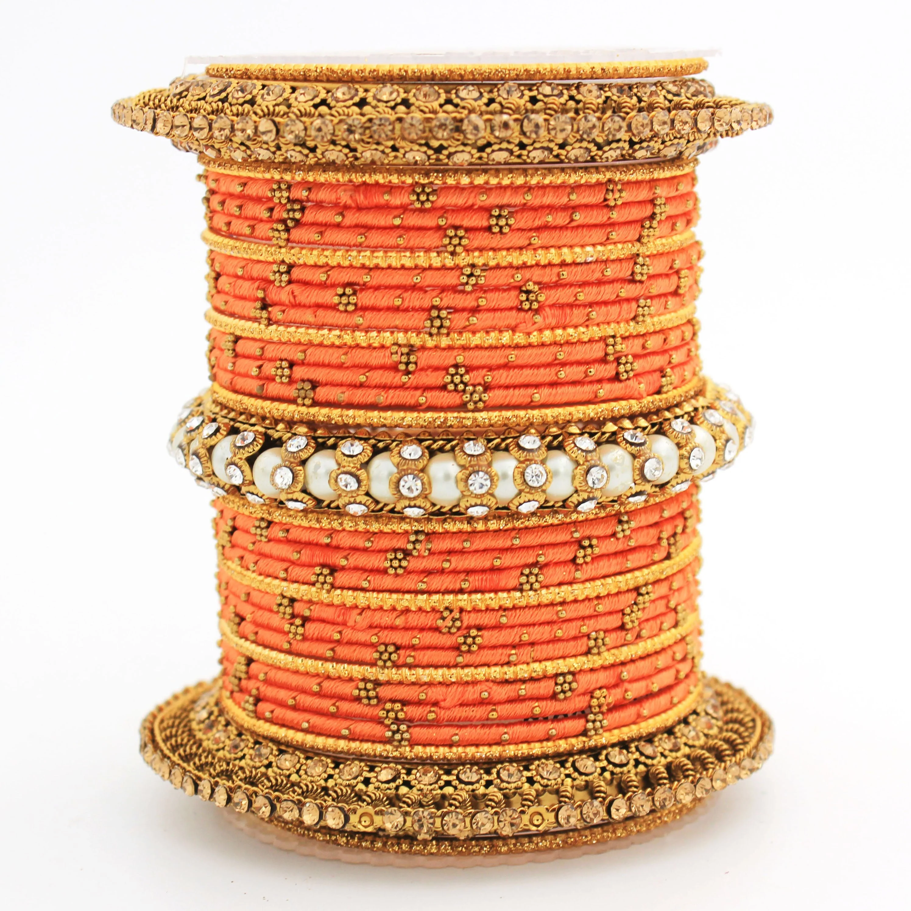 Traditional Thread bangle set with Pearl centre kada by Leshya - Image 19