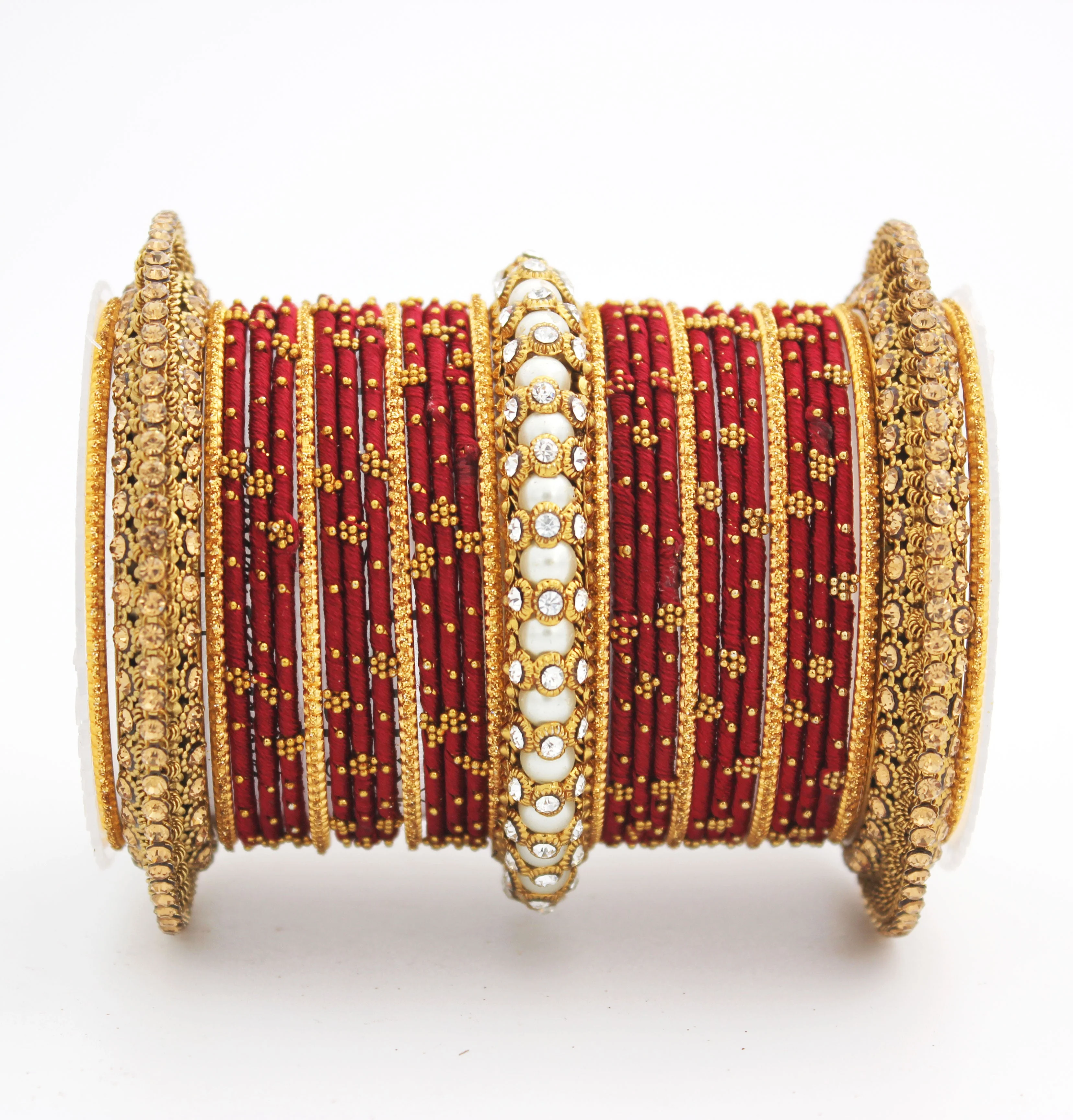 Traditional Thread bangle set with Pearl centre kada by Leshya - Image 2