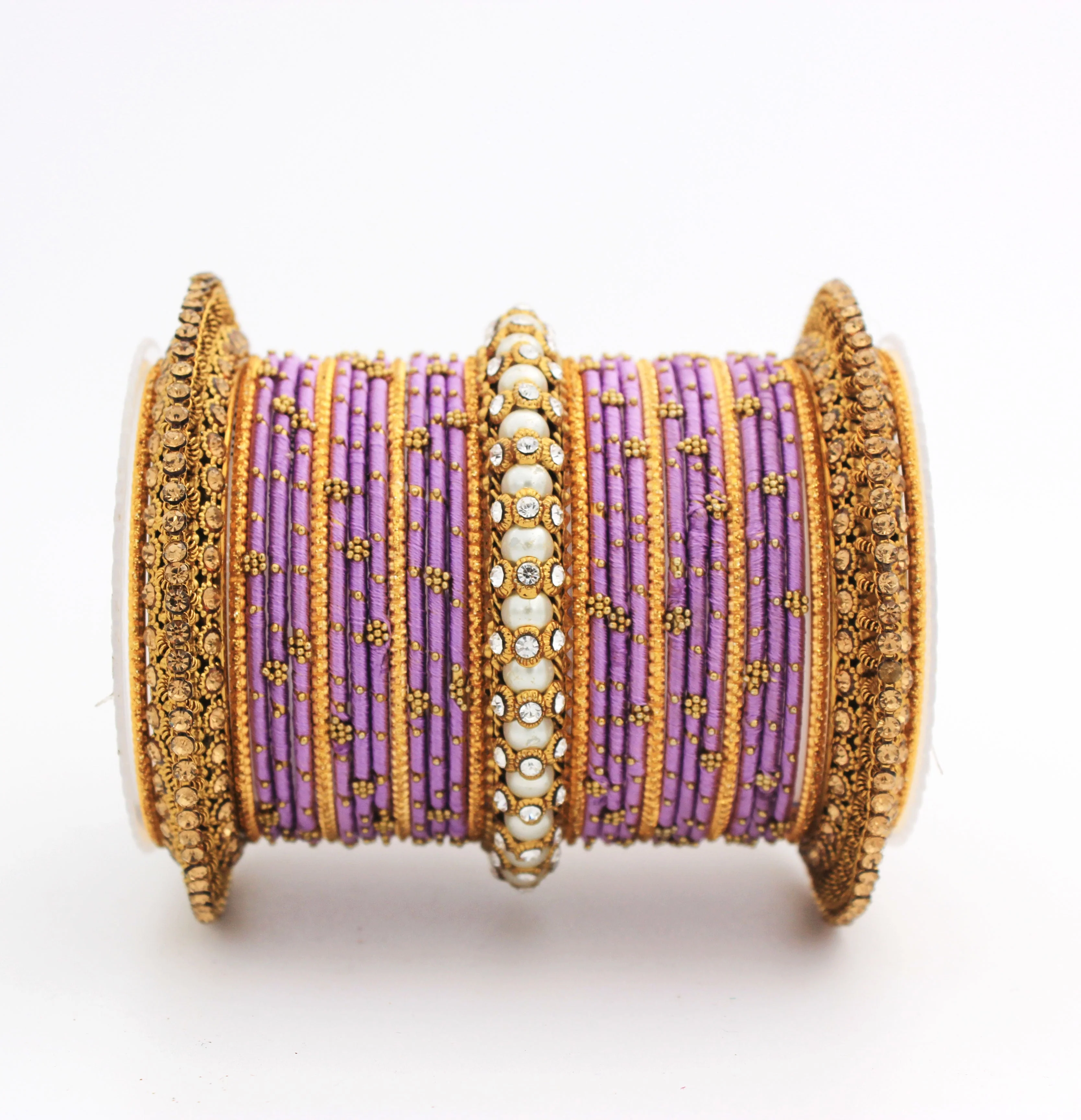 Traditional Thread bangle set with Pearl centre kada by Leshya - Image 22