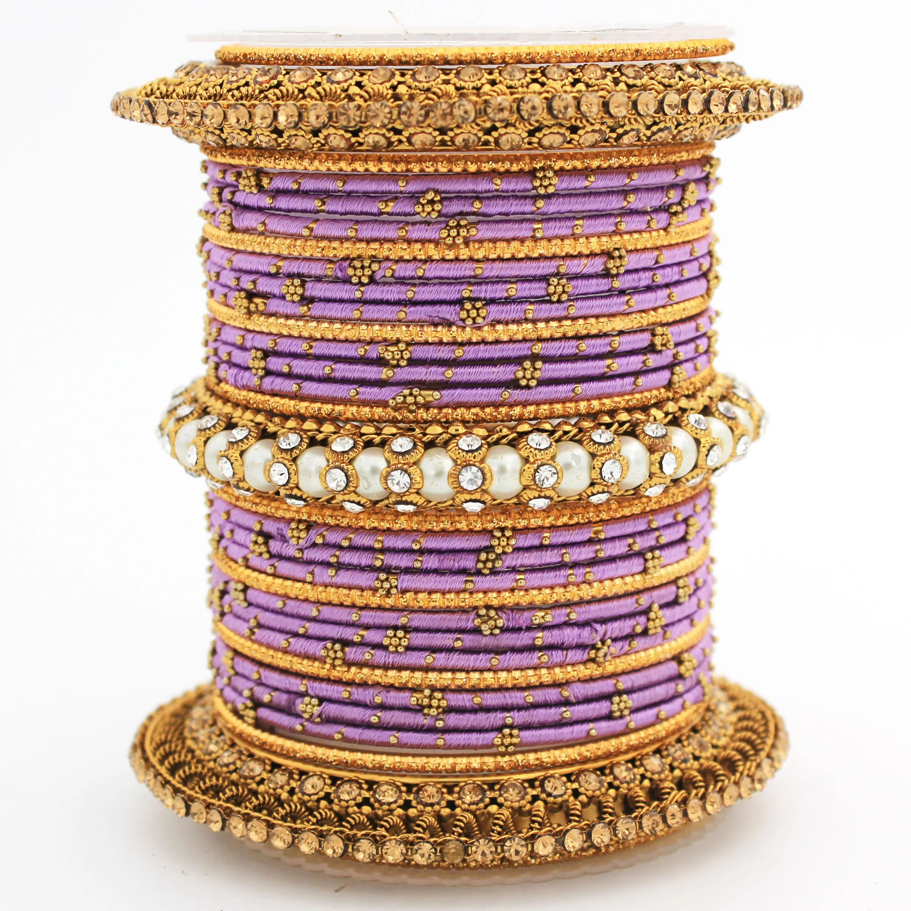 Traditional Thread bangle set with Pearl centre kada by Leshya - Image 23