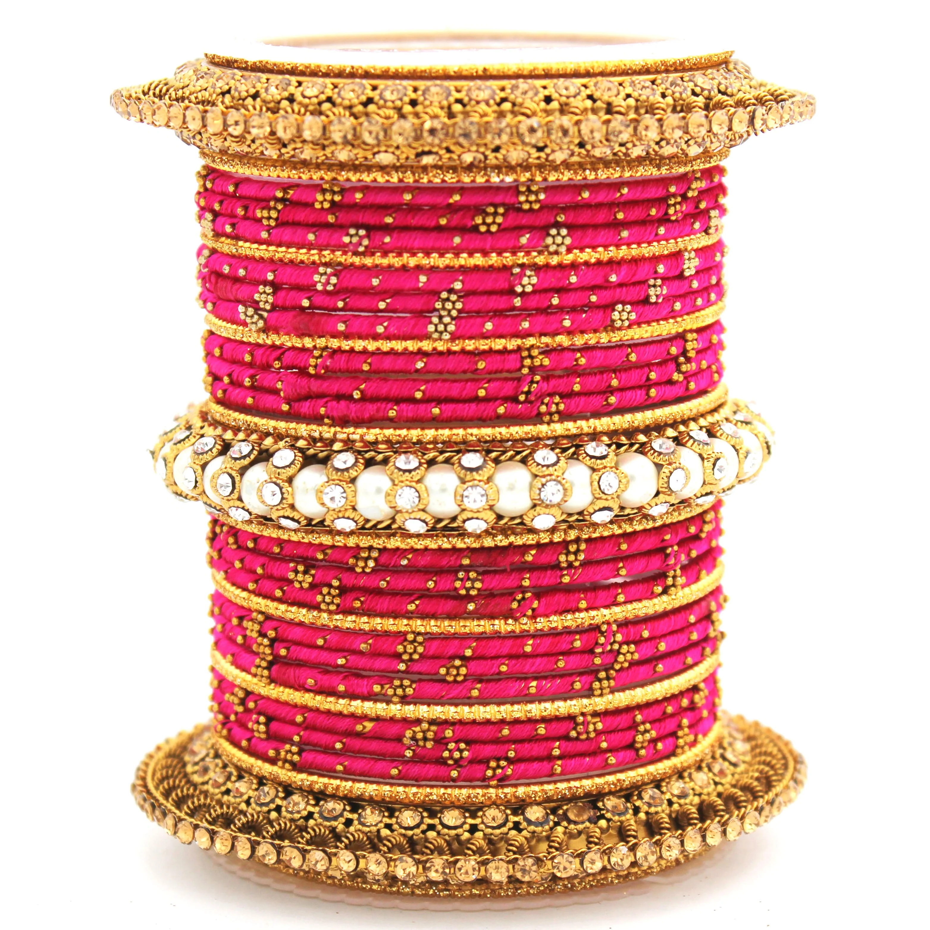 Traditional Thread bangle set with Pearl centre kada by Leshya - Image 4