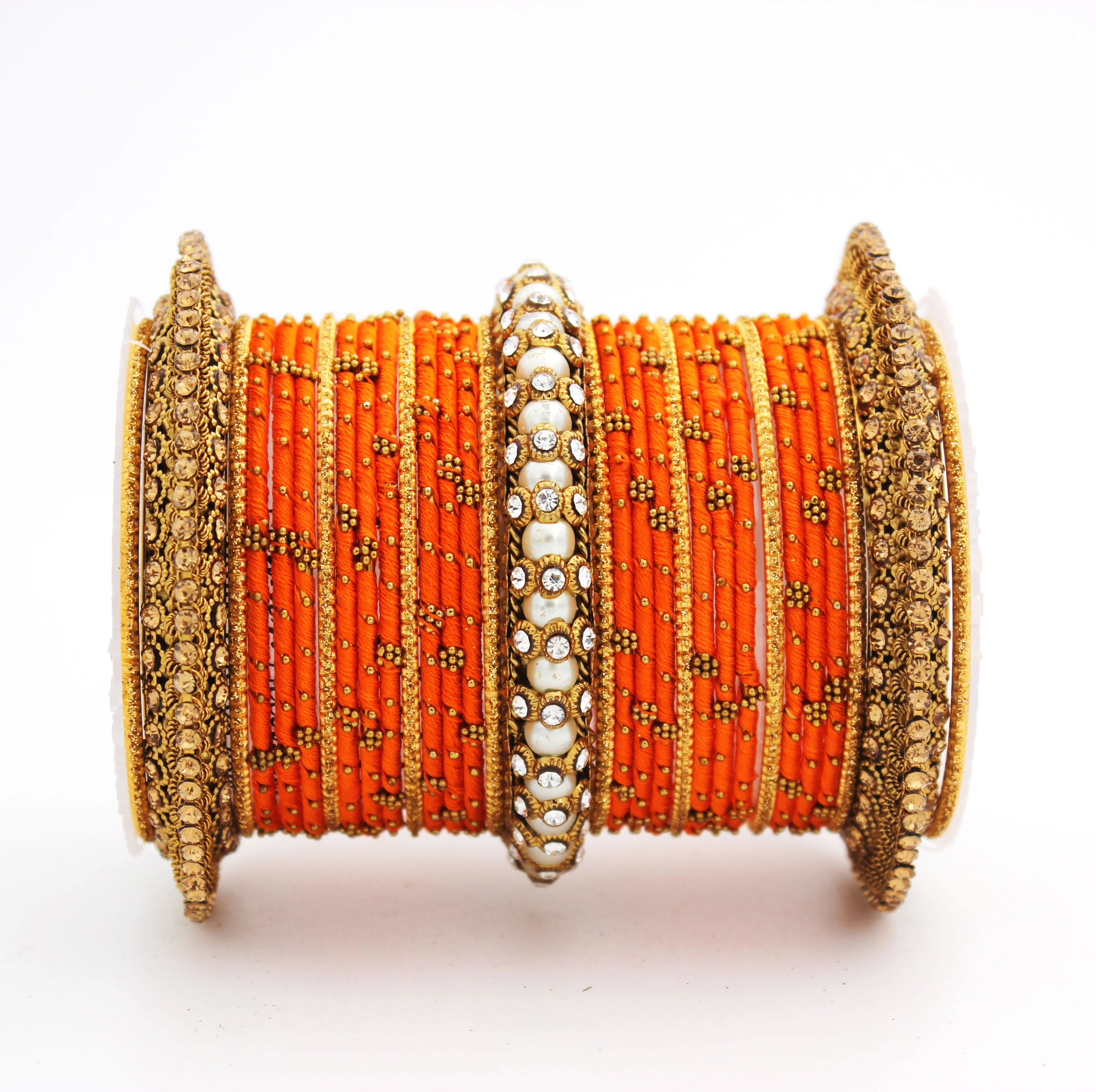 Traditional Thread bangle set with Pearl centre kada by Leshya - Image 17