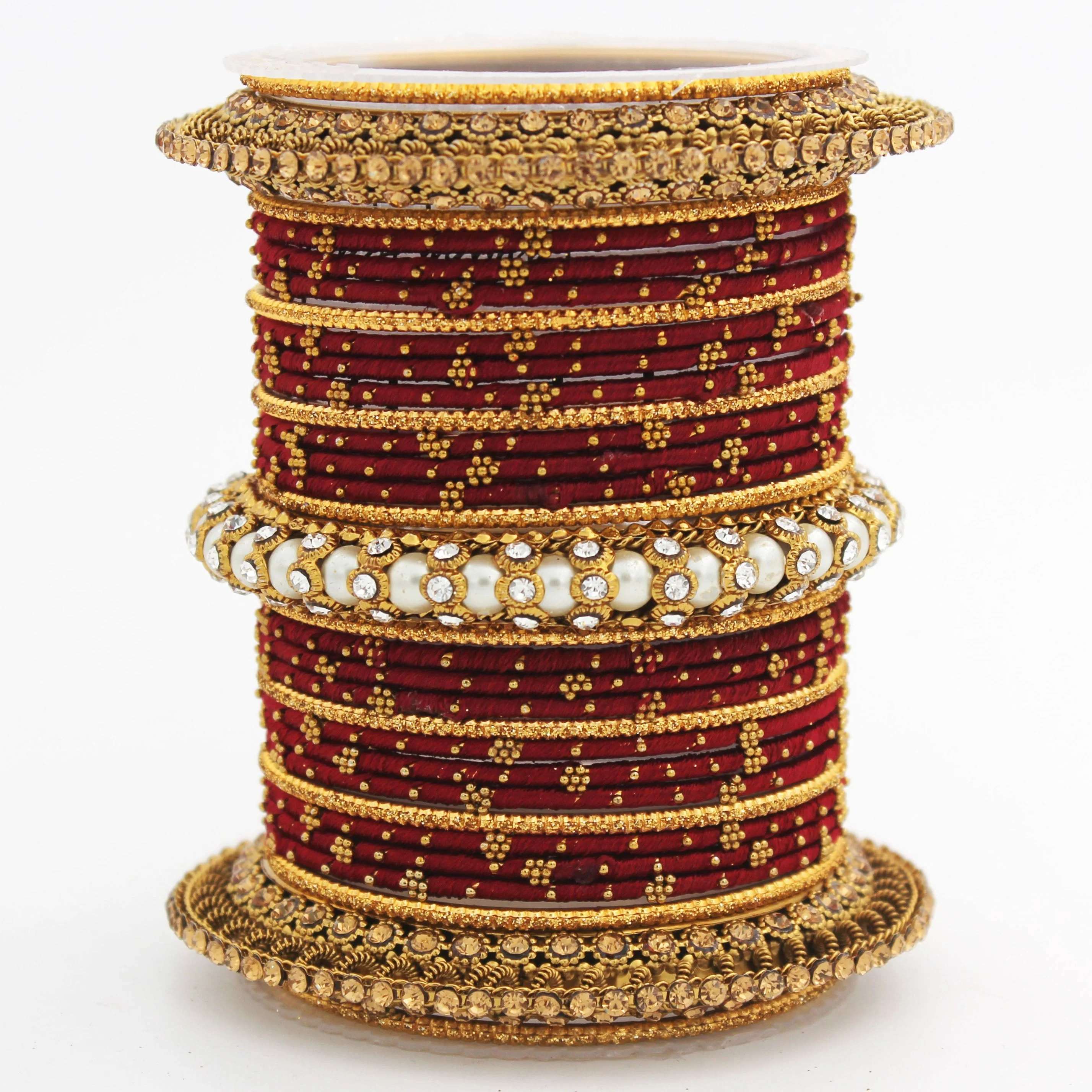 Traditional Thread bangle set with Pearl centre kada by Leshya - Image 2