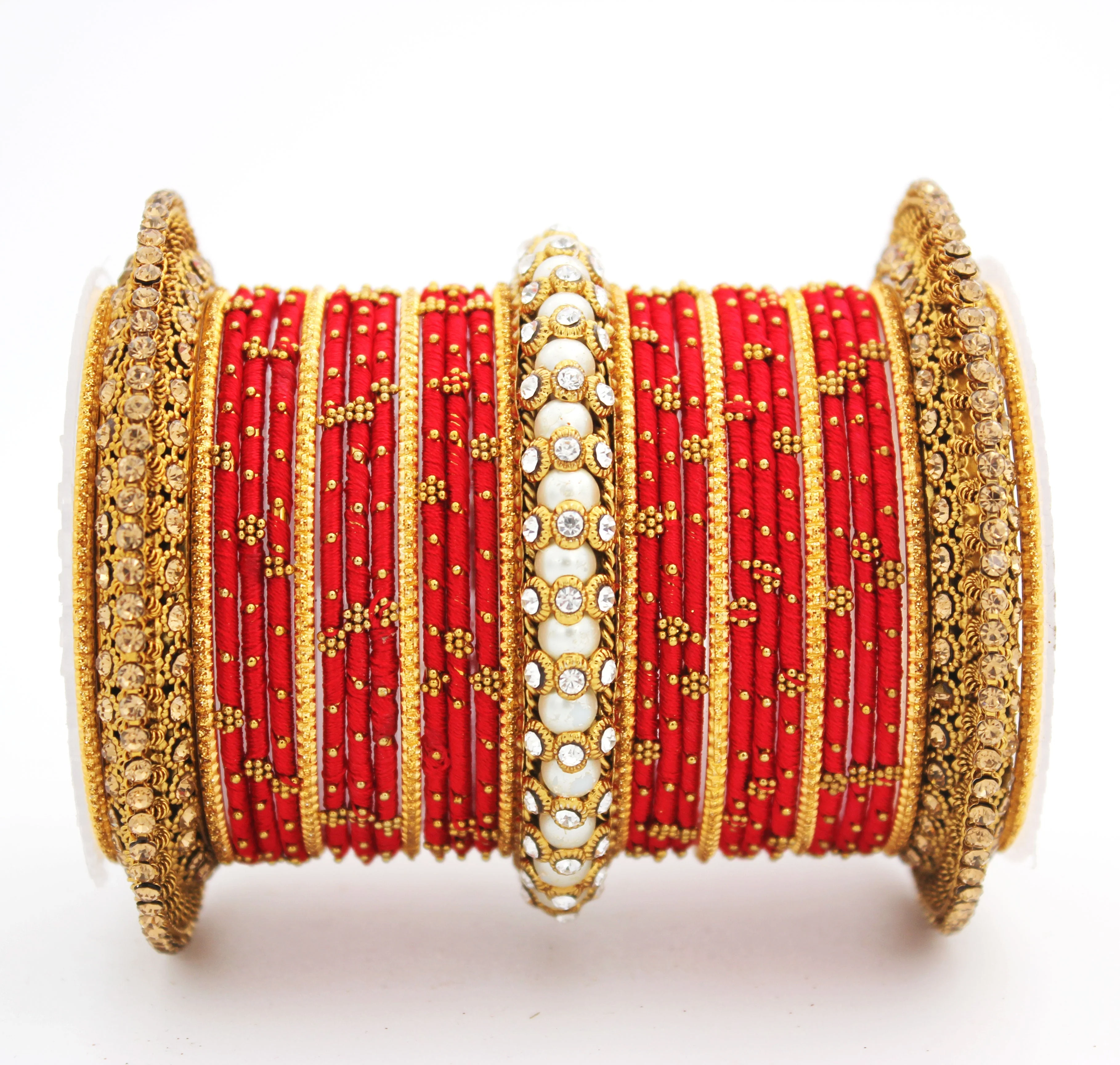 Traditional Thread bangle set with Pearl centre kada by Leshya - Image 5