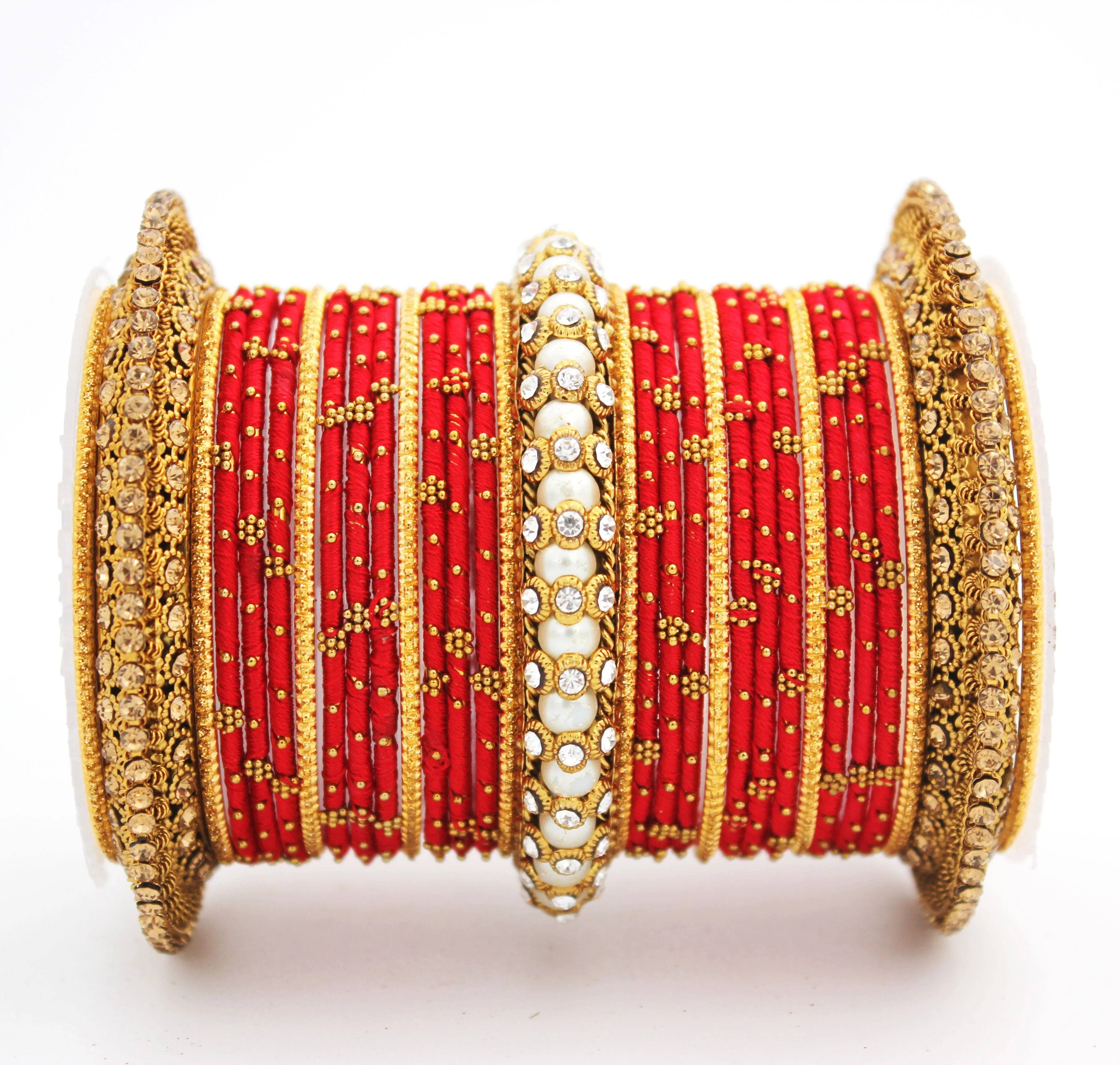 Traditional Thread bangle set with Pearl centre kada by Leshya - Image 6