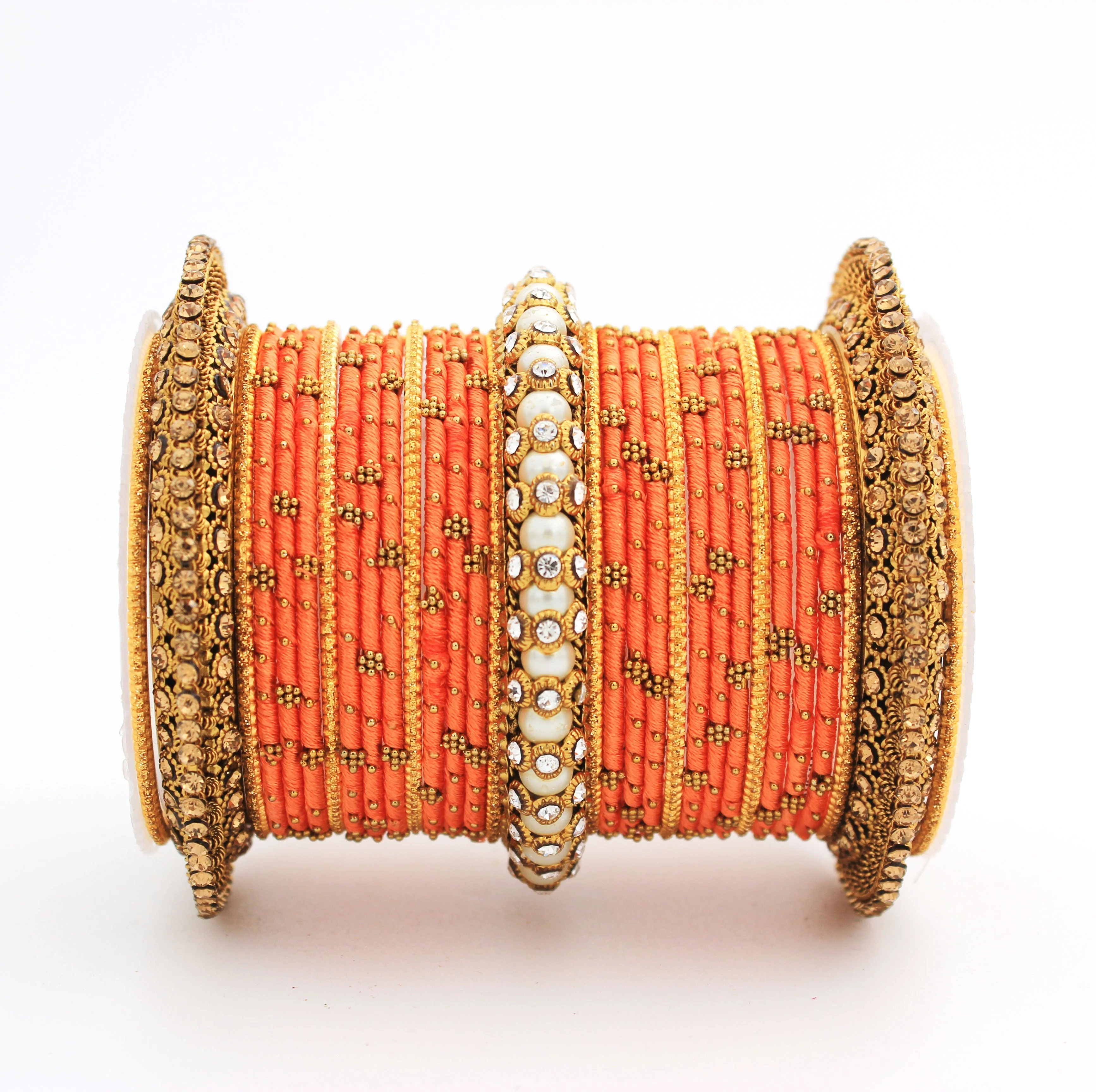 Traditional Thread bangle set with Pearl centre kada by Leshya - Image 21
