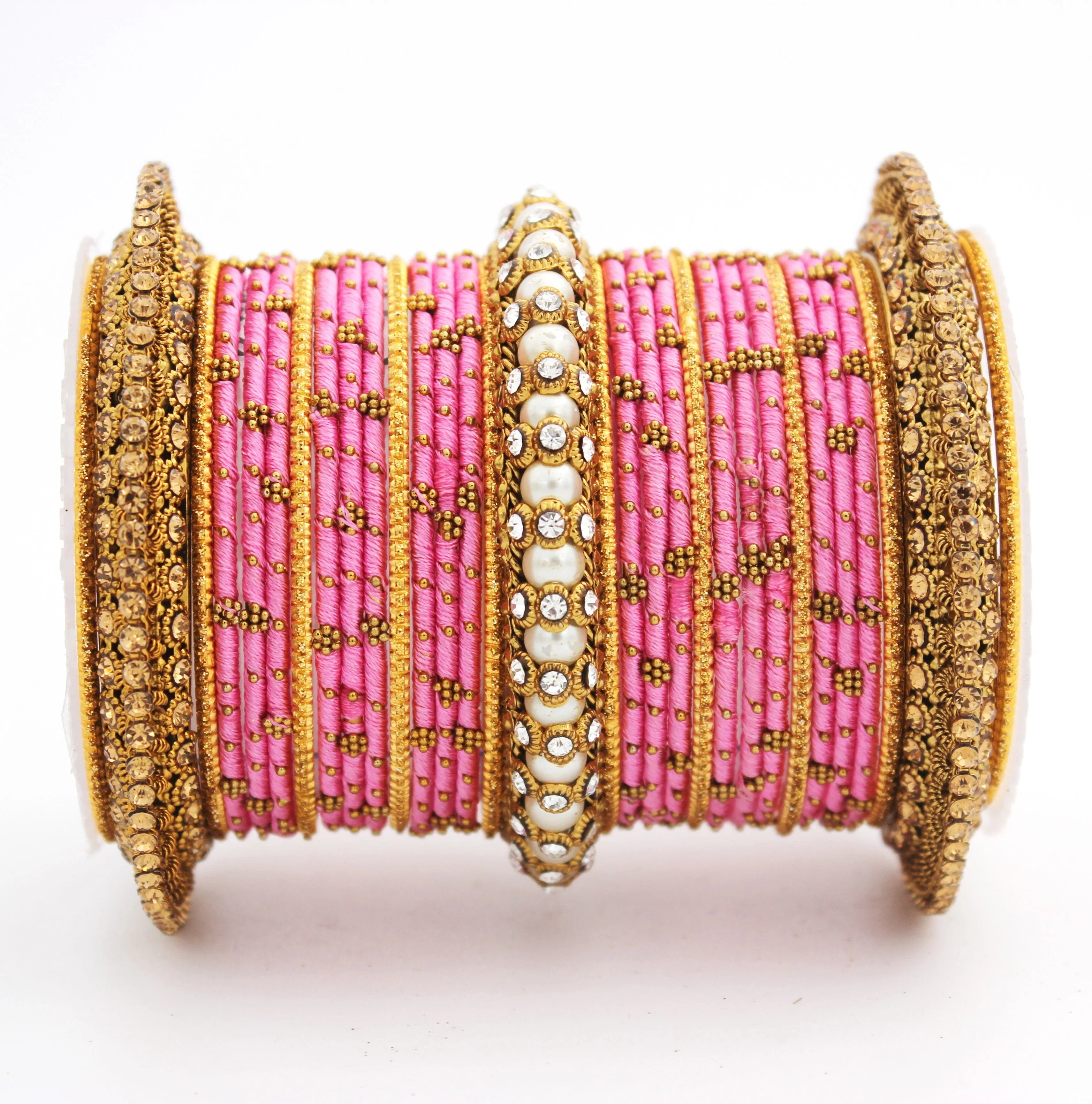 Traditional Thread bangle set with Pearl centre kada by Leshya - Image 23