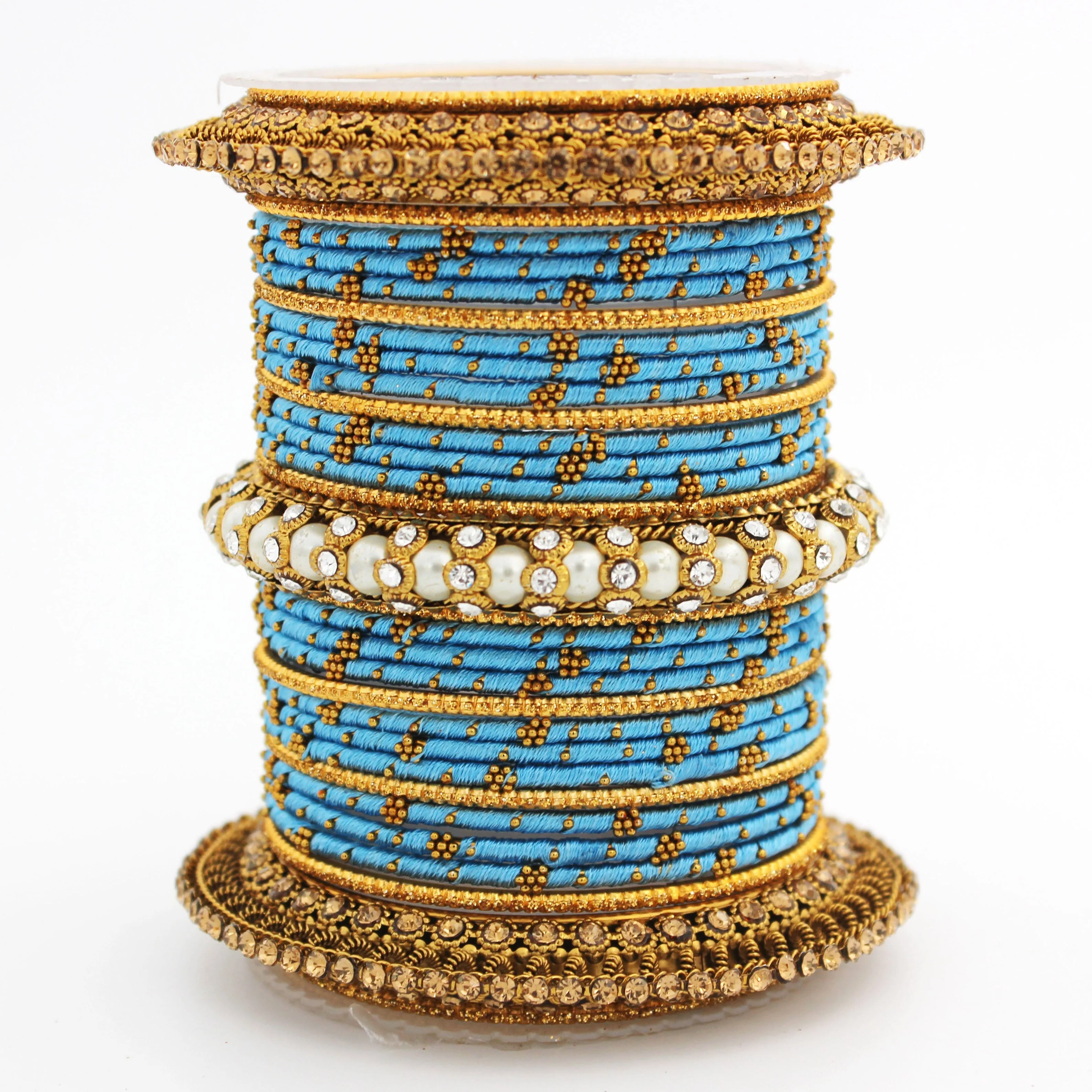 Traditional Thread bangle set with Pearl centre kada by Leshya - Image 30